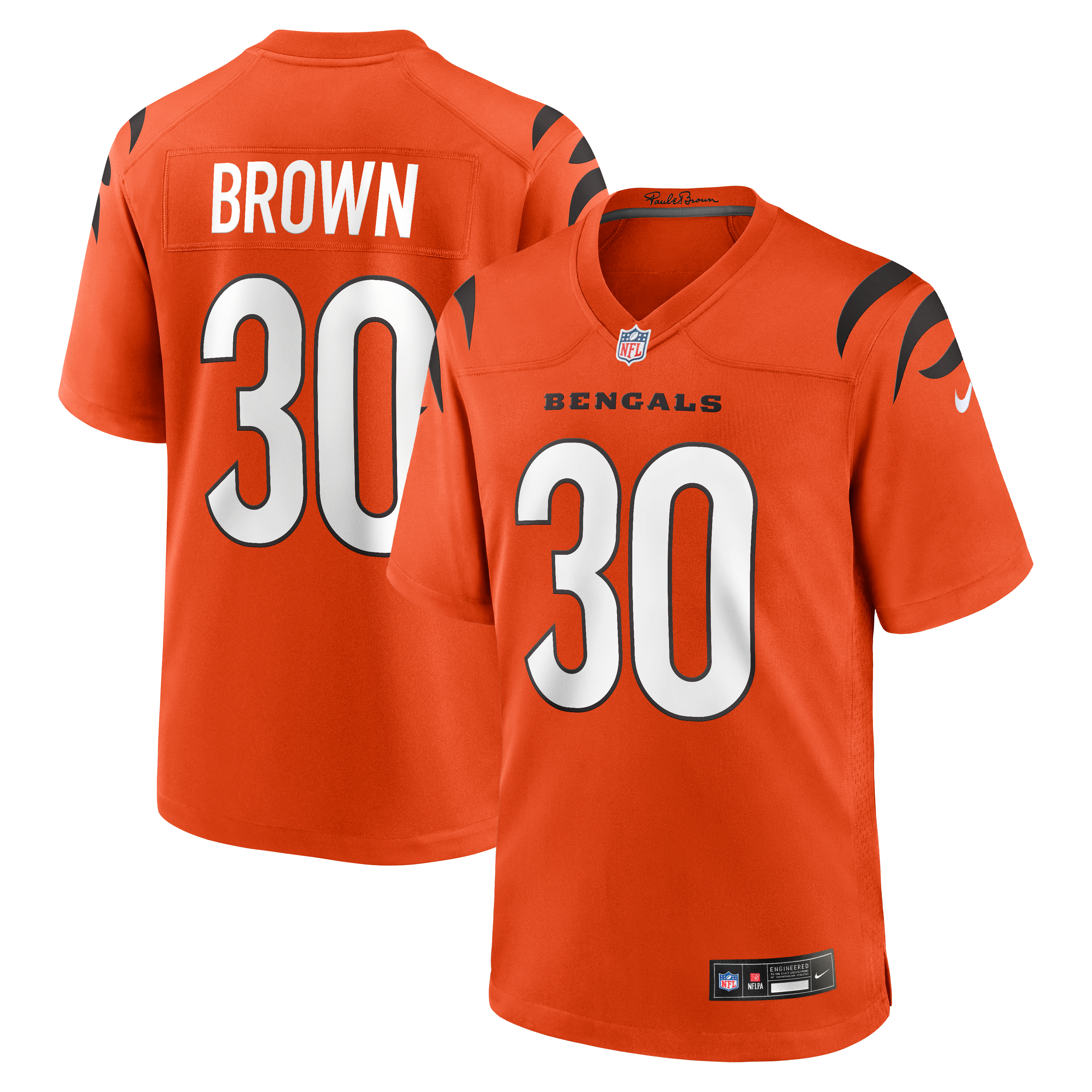 Maillot de match Nike Chase marron et blanc des Bengals Cincinnati pour homme