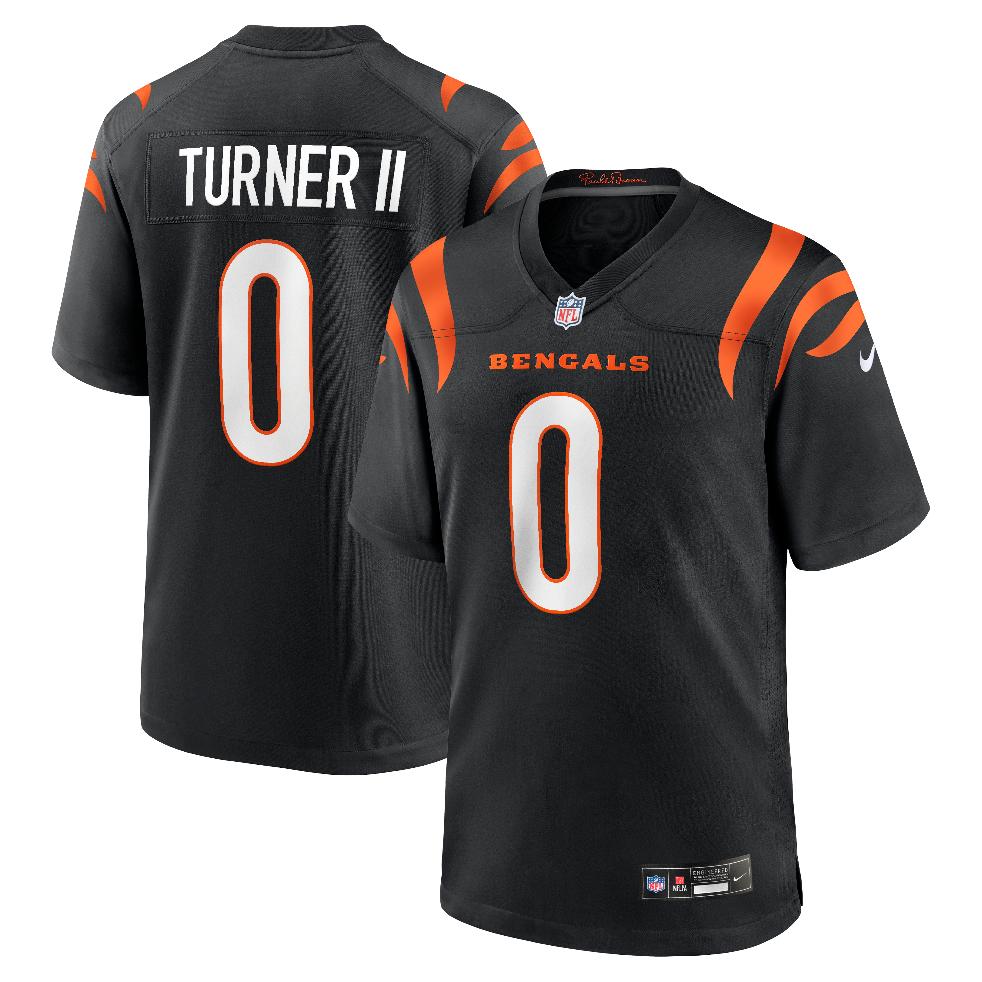 Men's Nike DJ Turner II Black Cincinnati Bengals Team Game Jersey