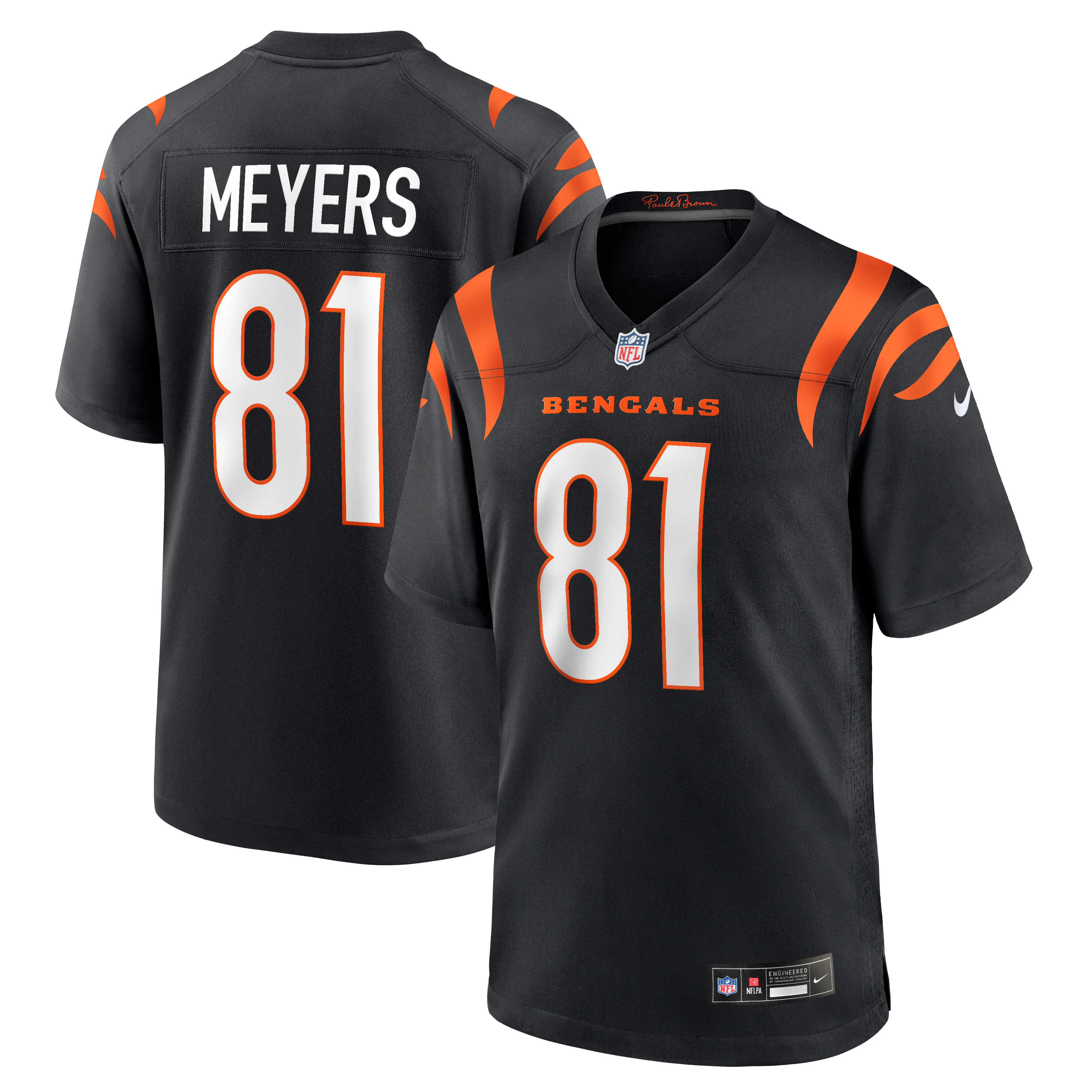 Maillot de match Nike Dohnte Meyers noir pour homme, équipe des Bengals Cincinnati