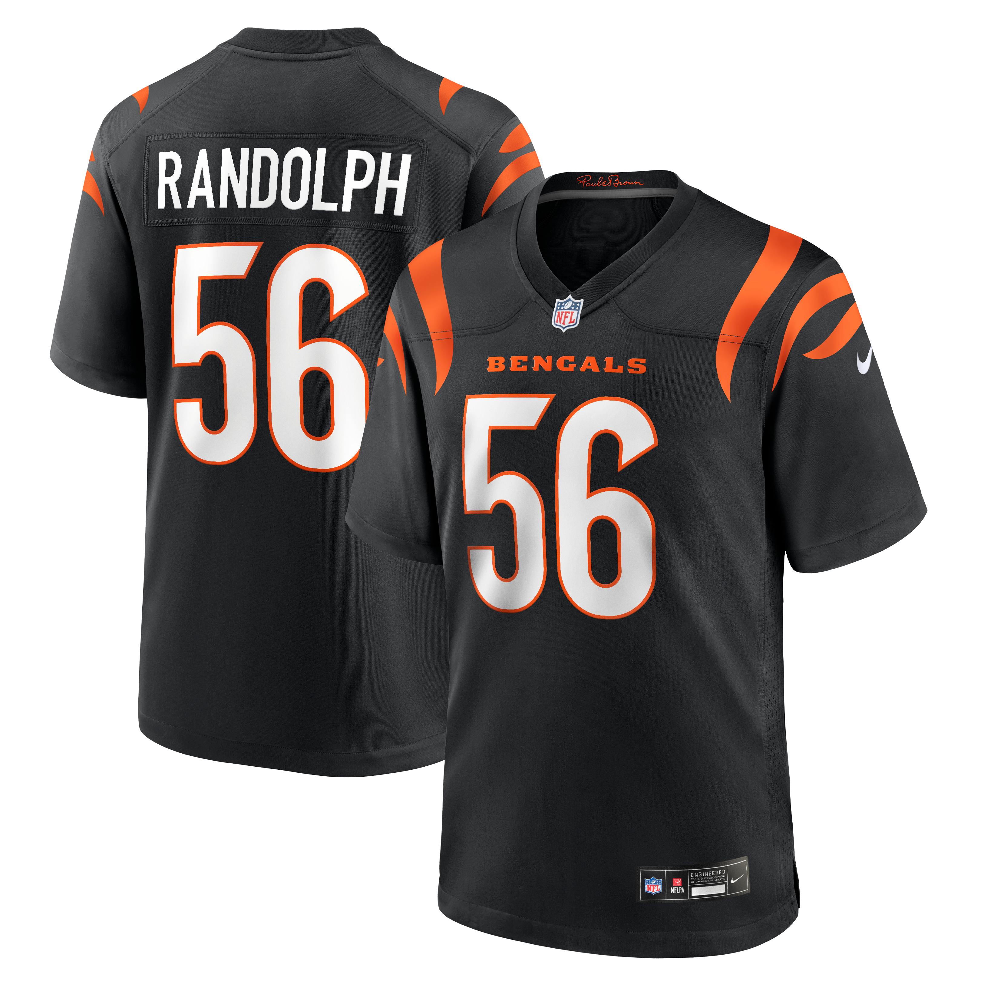 Maillot de match Nike Garmon Randolph noir des Bengals Cincinnati pour homme