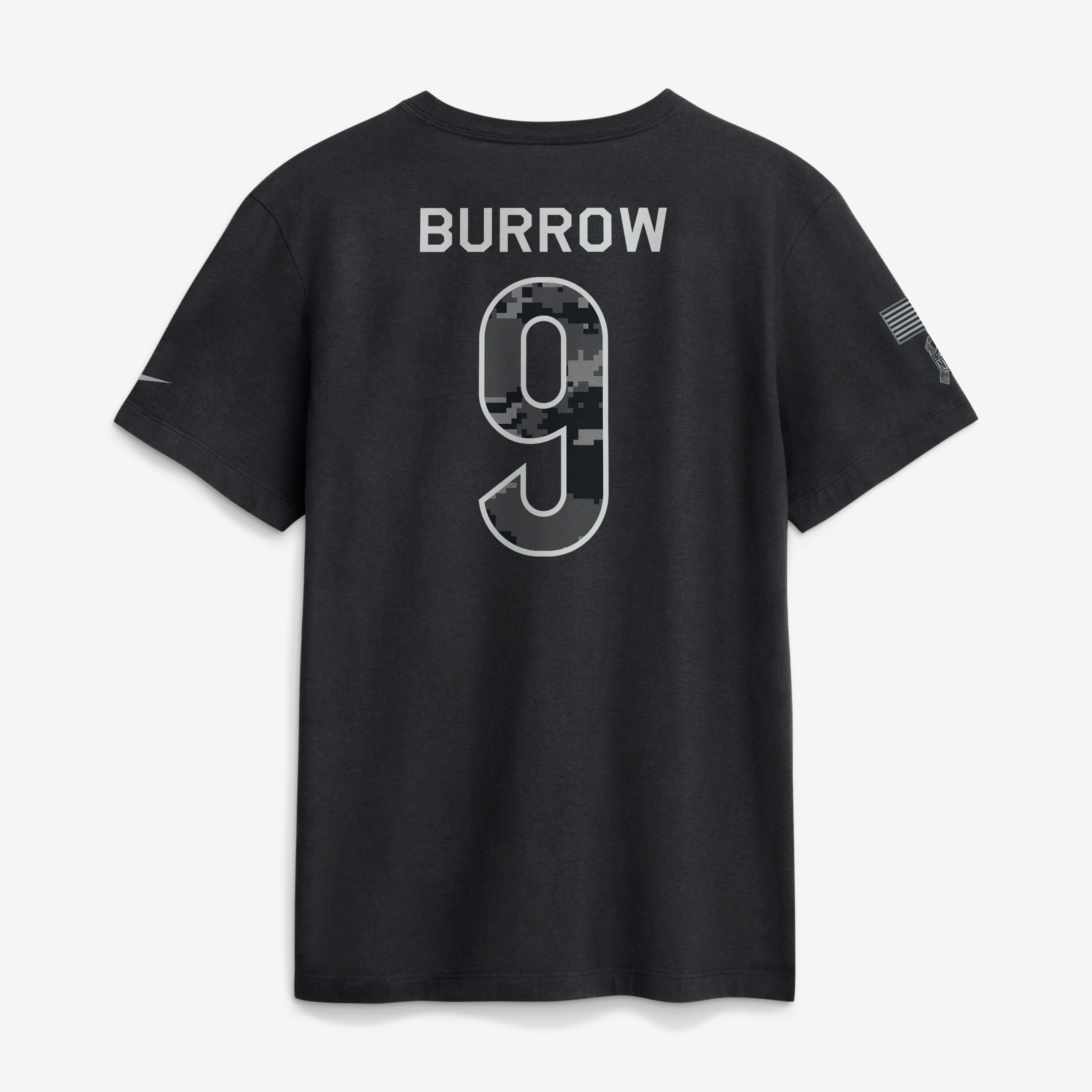 Men's Nike Joe Burrow Black Cincinnati Bengals 2026 Salute to Service Name & Number T-Shirt