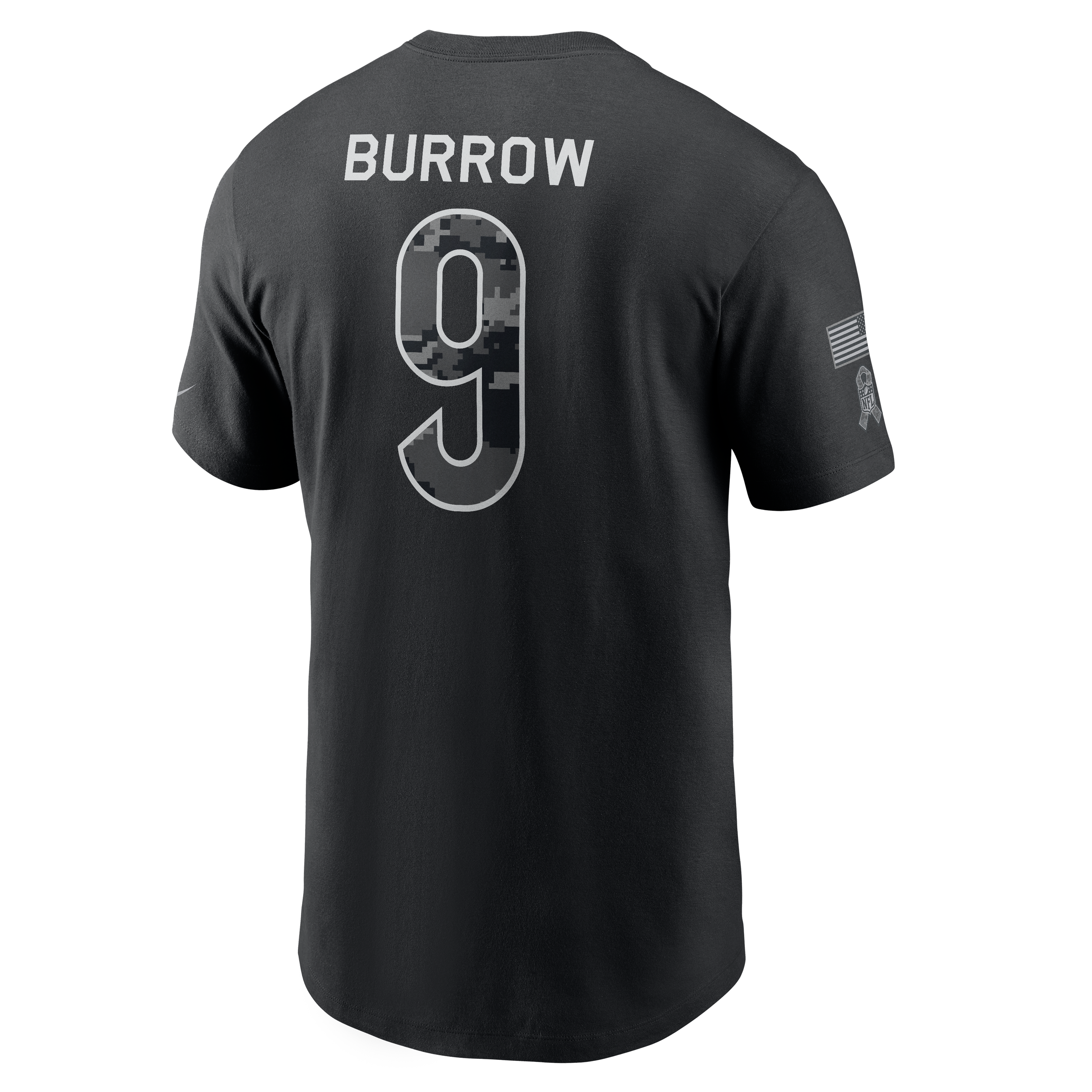 Men's Nike Joe Burrow Black Cincinnati Bengals 2026 Salute to Service Name & Number T-Shirt
