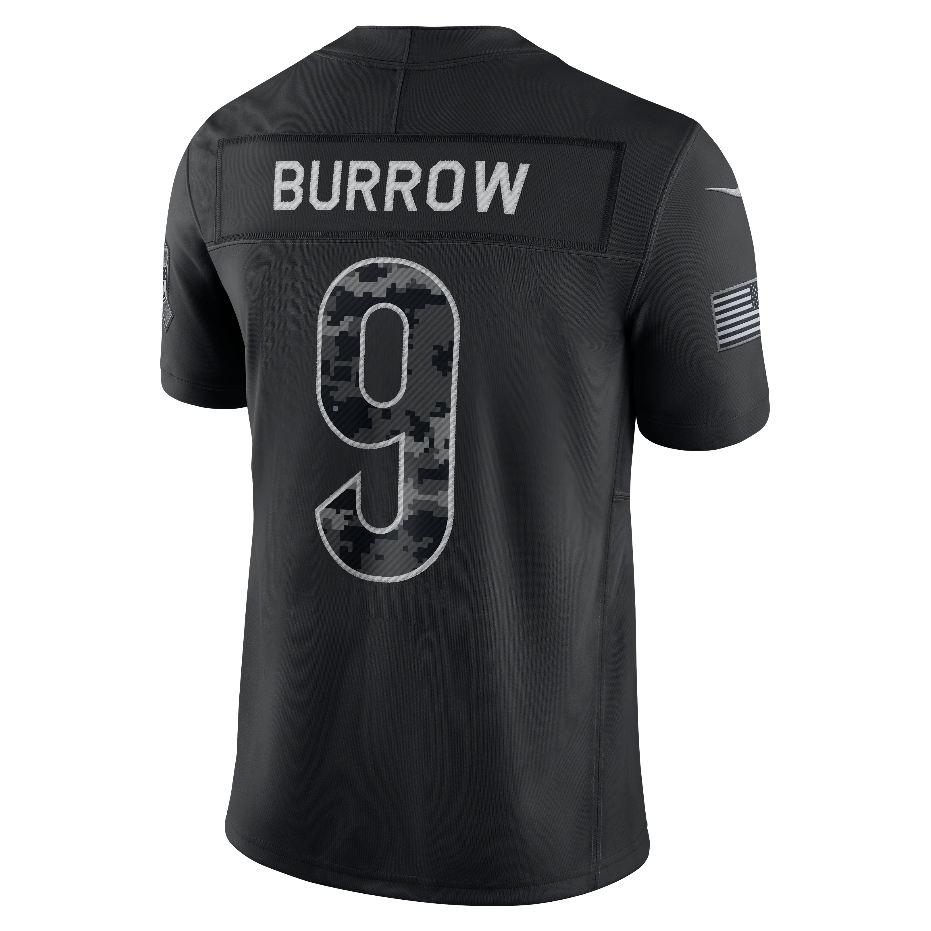 Maillot Nike Joe Burrow noir pour homme, édition limitée Cincinnati Bengals 2026 Salute to Service.