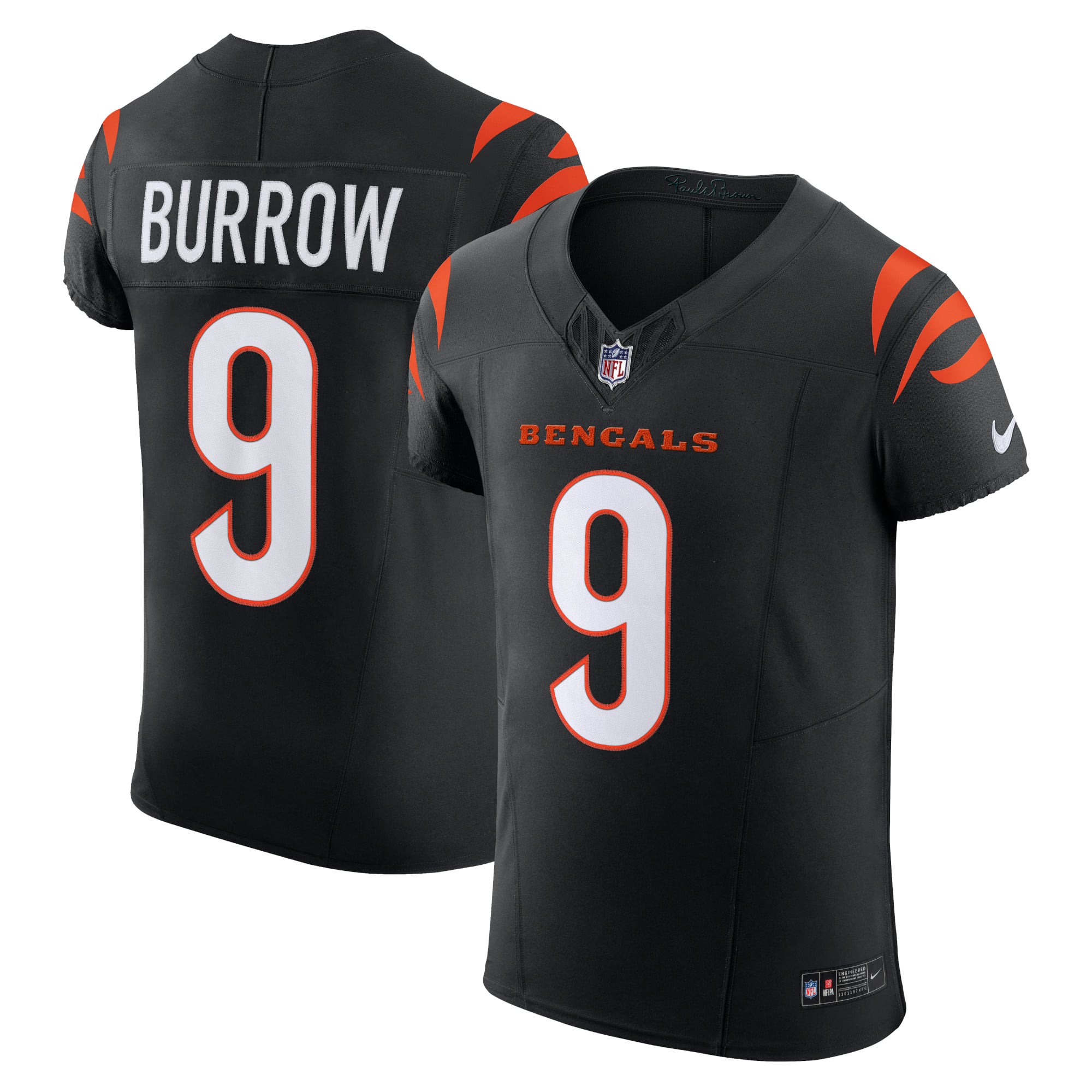 Maillot Nike Joe Burrow noir Cincinnati Bengals Team Vapor F.U.S.E. Elite pour homme