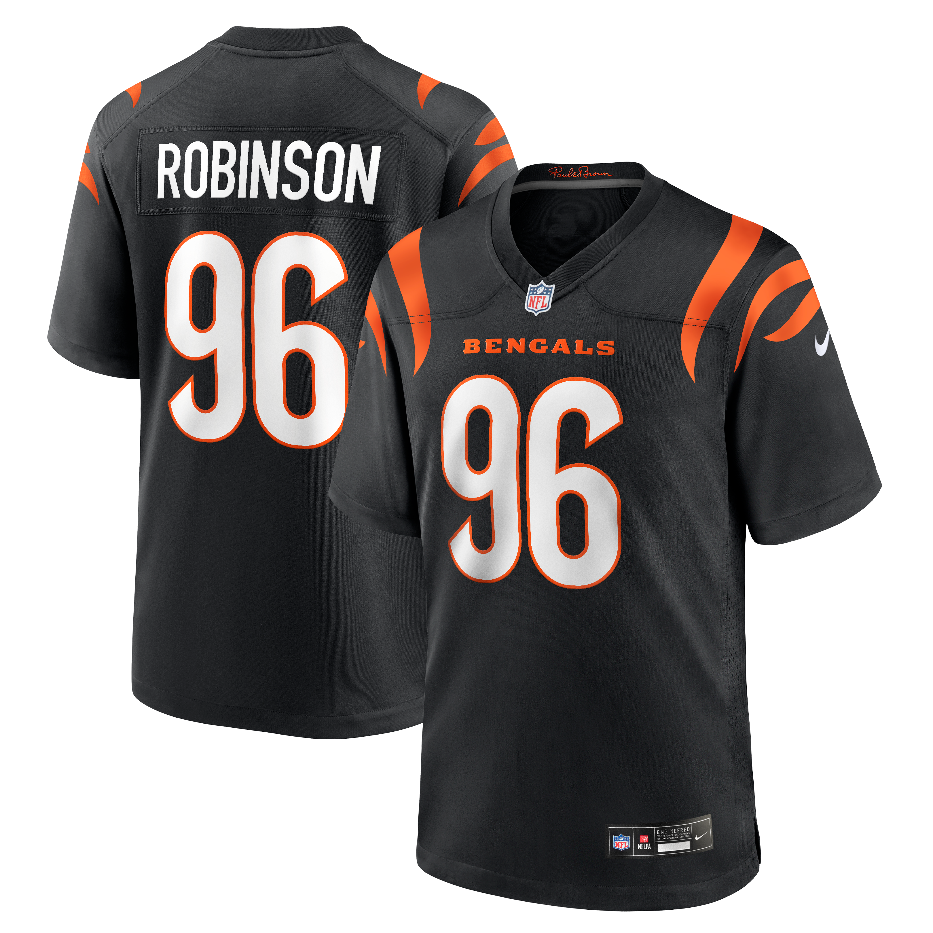 Maillot de match Nike Landon Robinson noir des Bengals Cincinnati pour homme