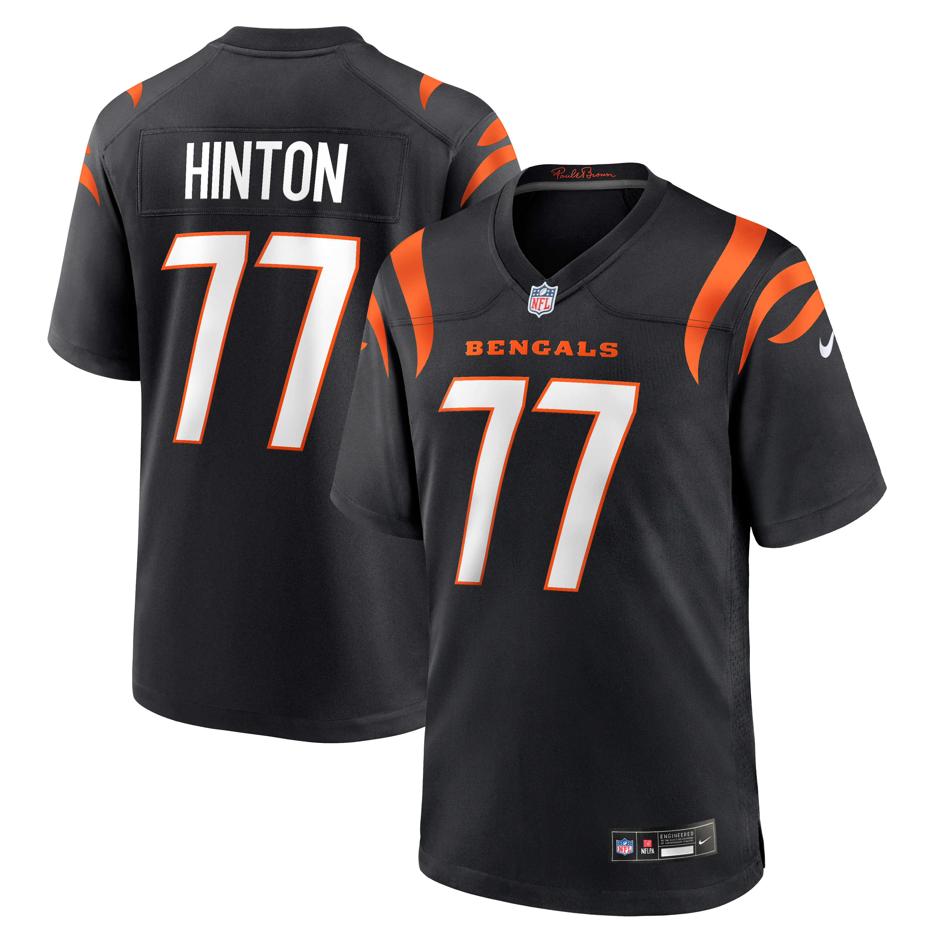 Maillot de match Nike Myles Hinton noir pour homme, équipe des Bengals Cincinnati