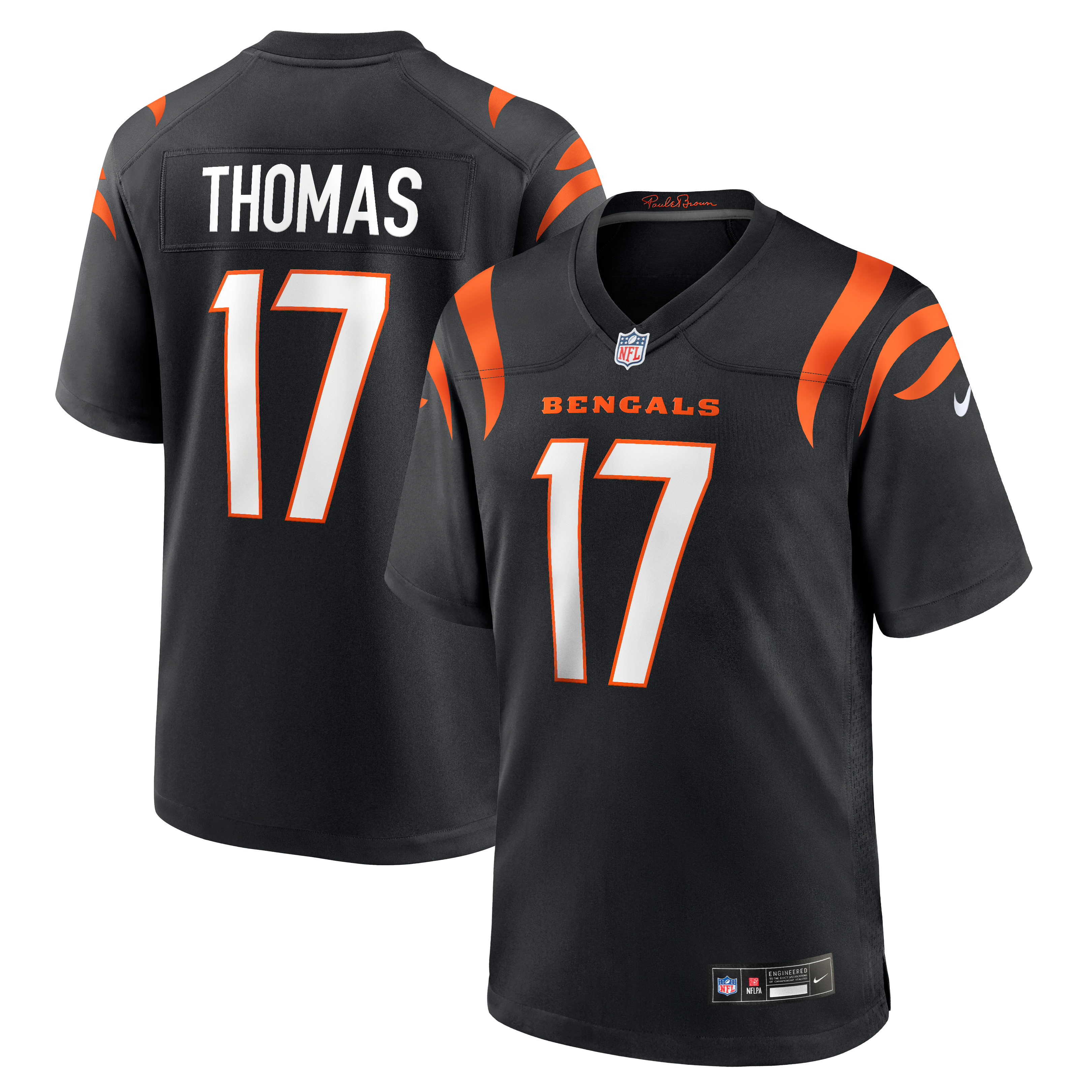 Maillot de match Nike Noah Thomas noir des Bengals Cincinnati pour homme