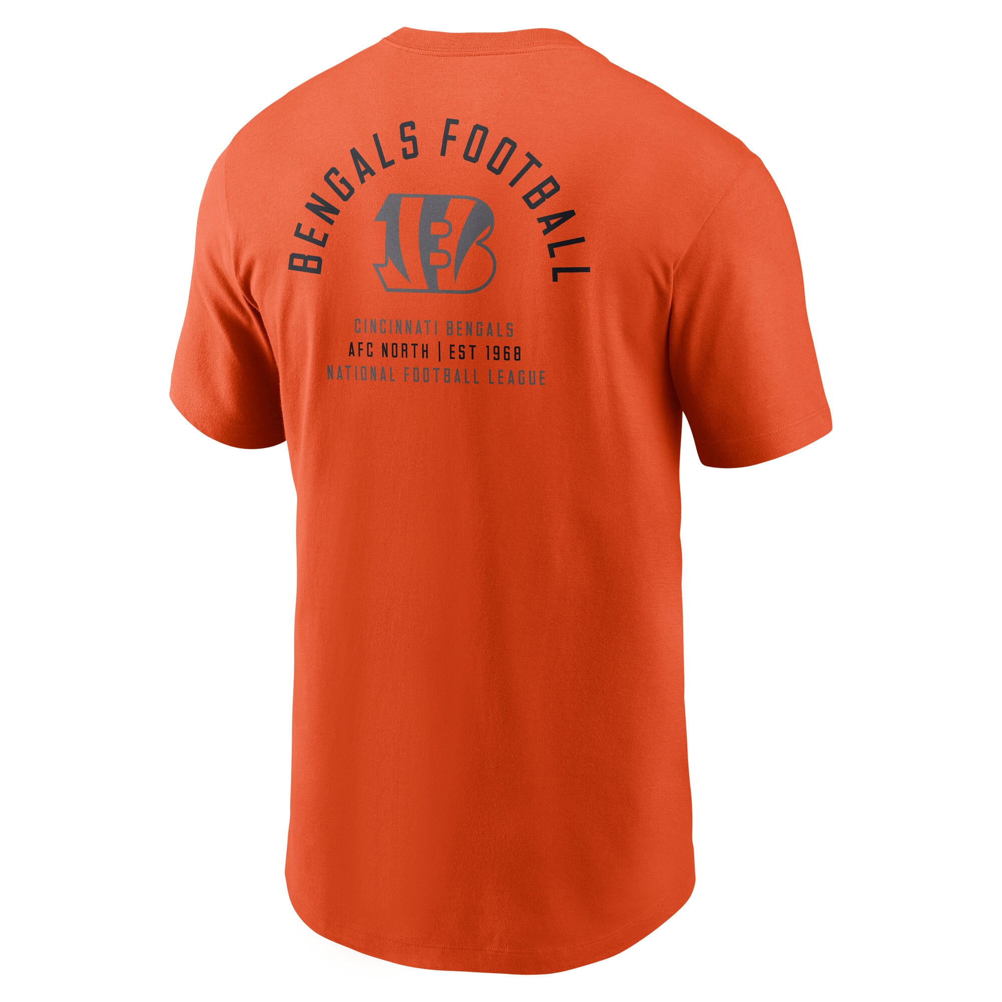 T-shirt Nike orange pour homme, logo divisé des Bengals de Cincinnati