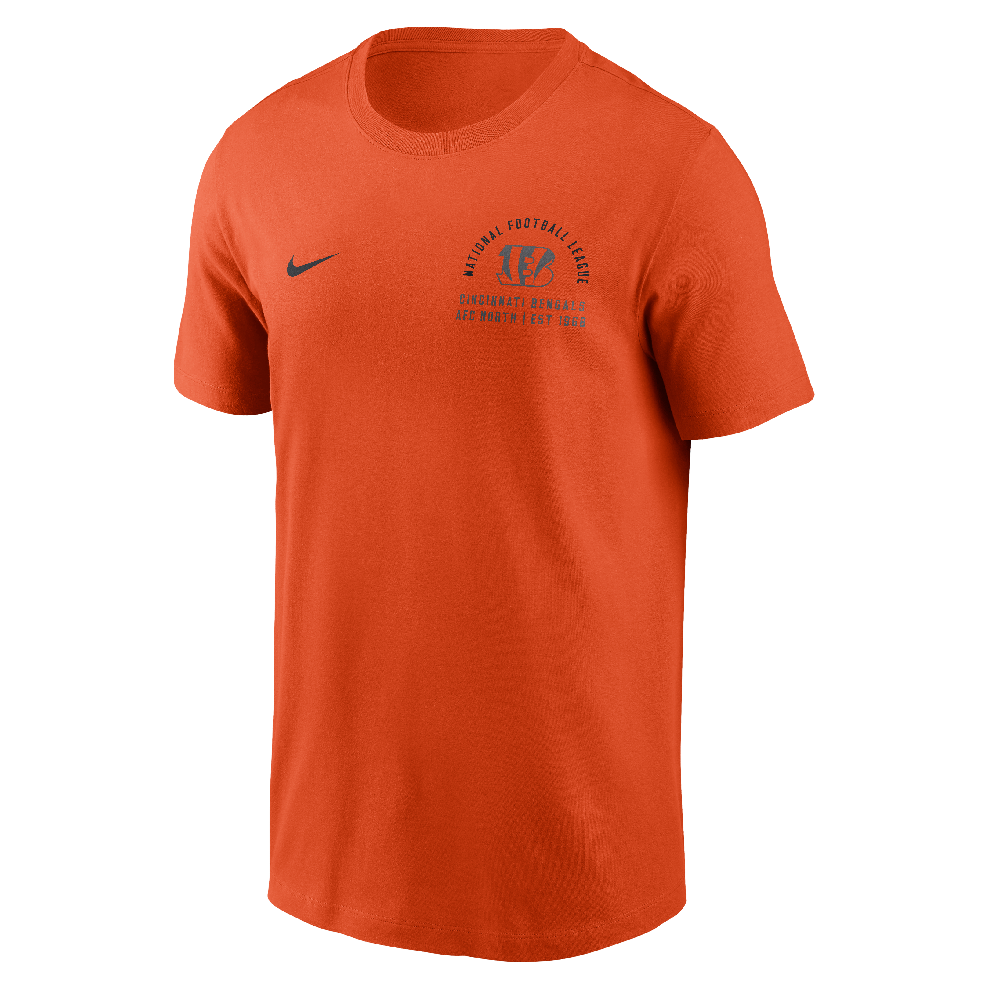 T-shirt Nike orange pour homme, logo divisé des Bengals de Cincinnati