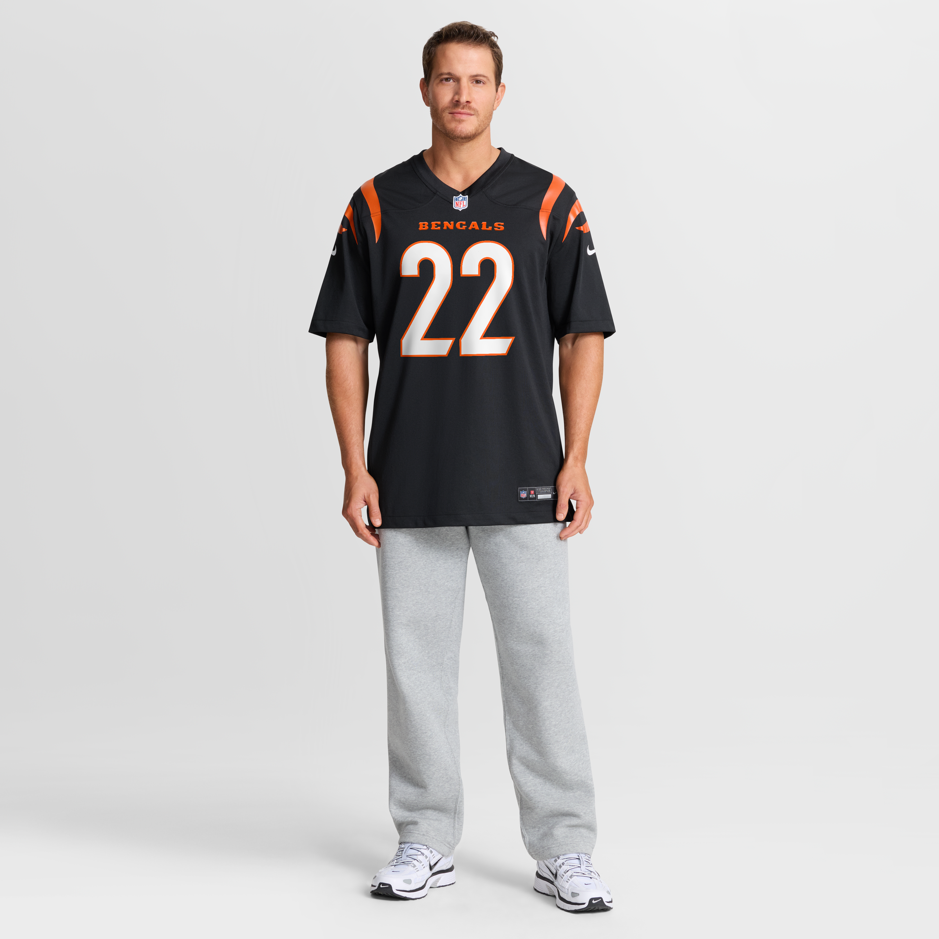 Maillot de match Nike Russ Yeast noir pour homme, équipe des Bengals Cincinnati