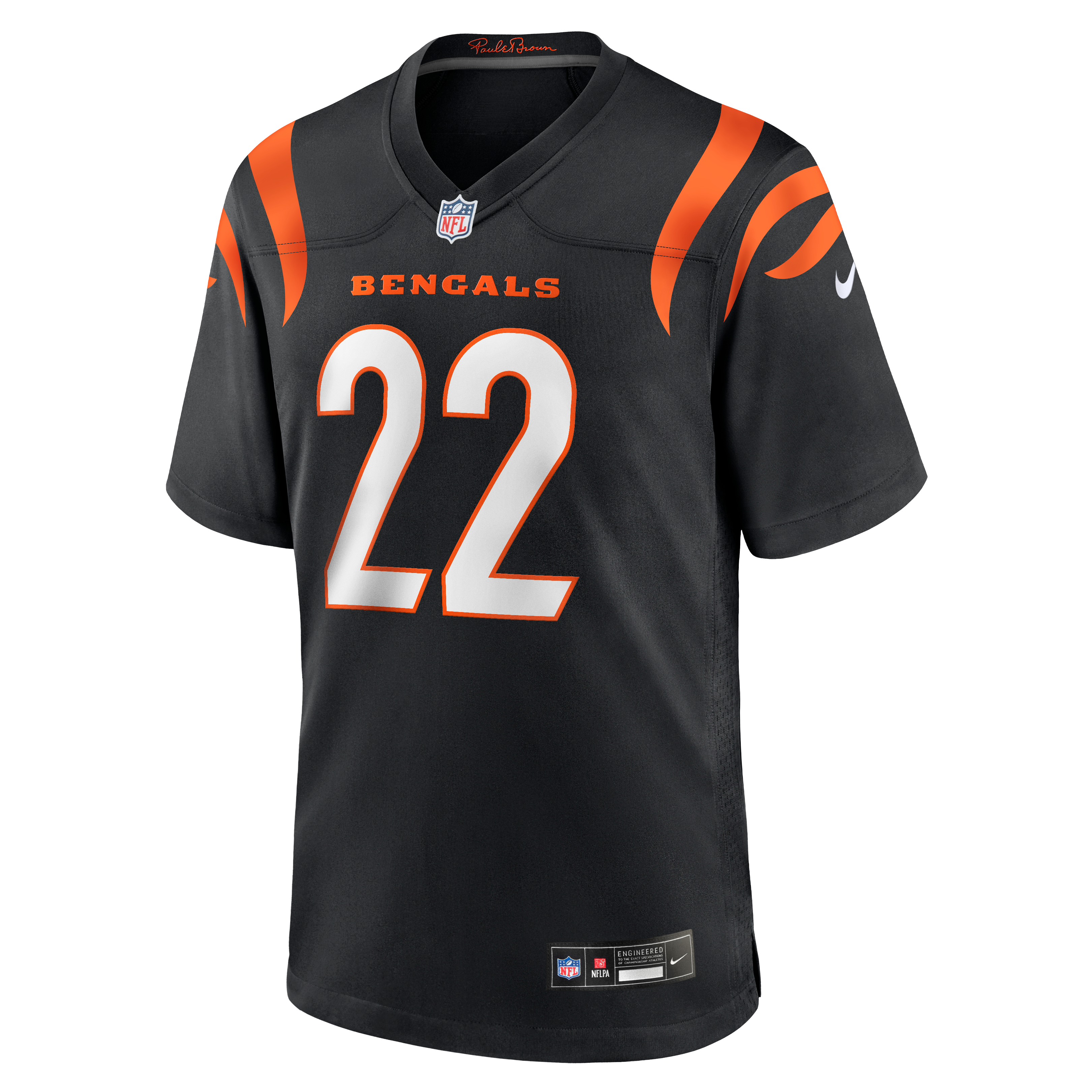 Maillot de match Nike Russ Yeast noir pour homme, équipe des Bengals Cincinnati