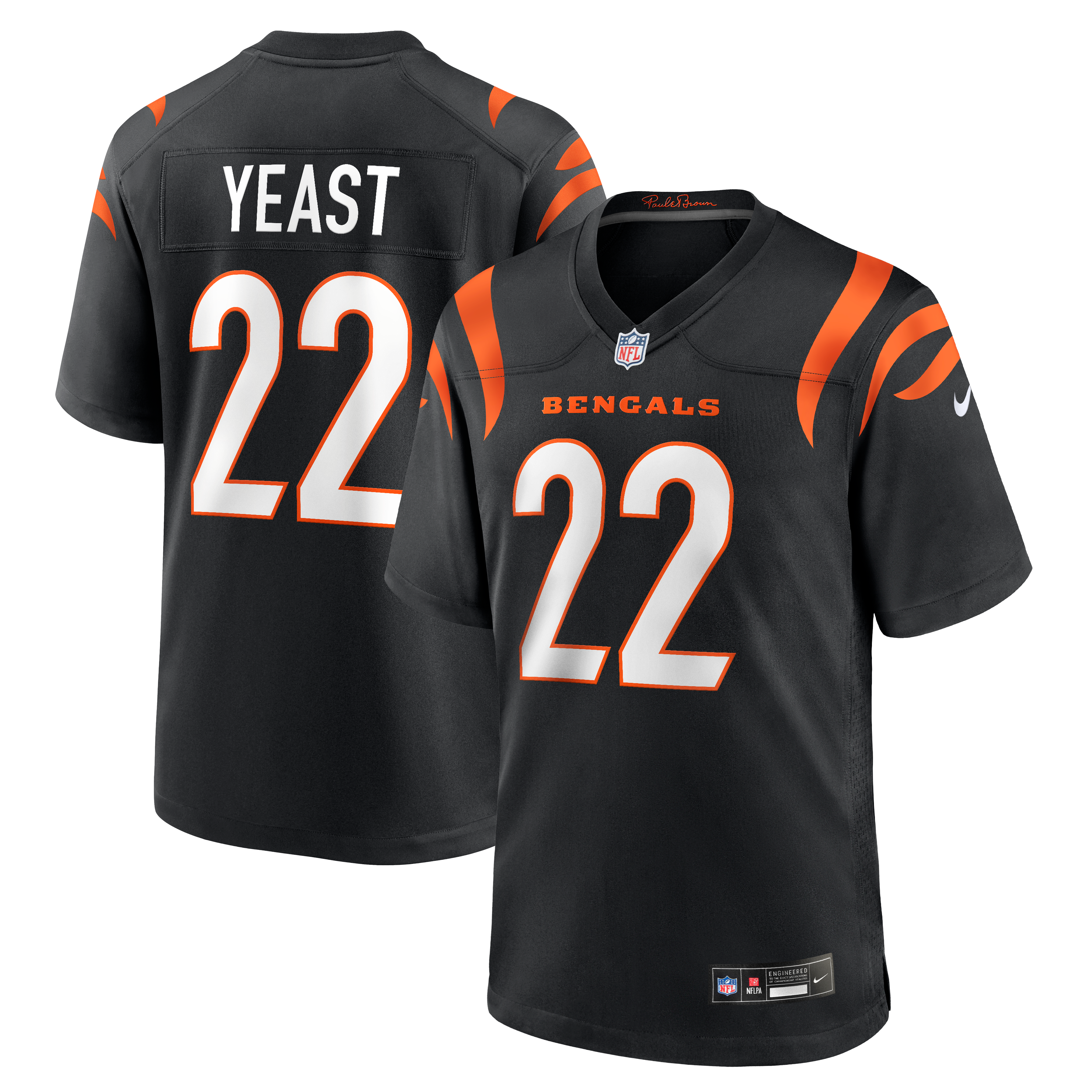 Maillot de match Nike Russ Yeast noir pour homme, équipe des Bengals Cincinnati