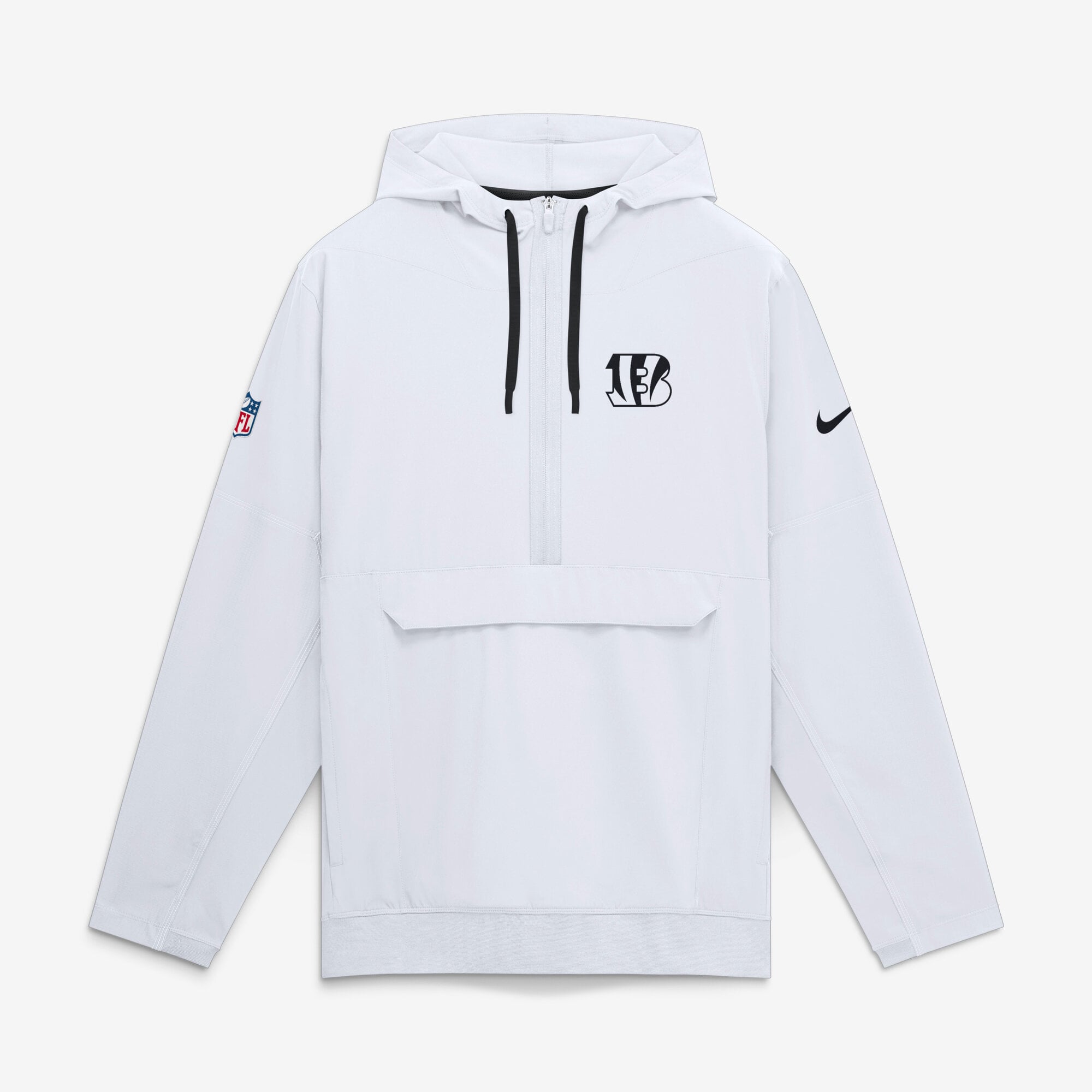 Men's Nike White Cincinnati Bengals Sideline Broken Rules Alternate Anorak Half-Zip Hooded Jacket