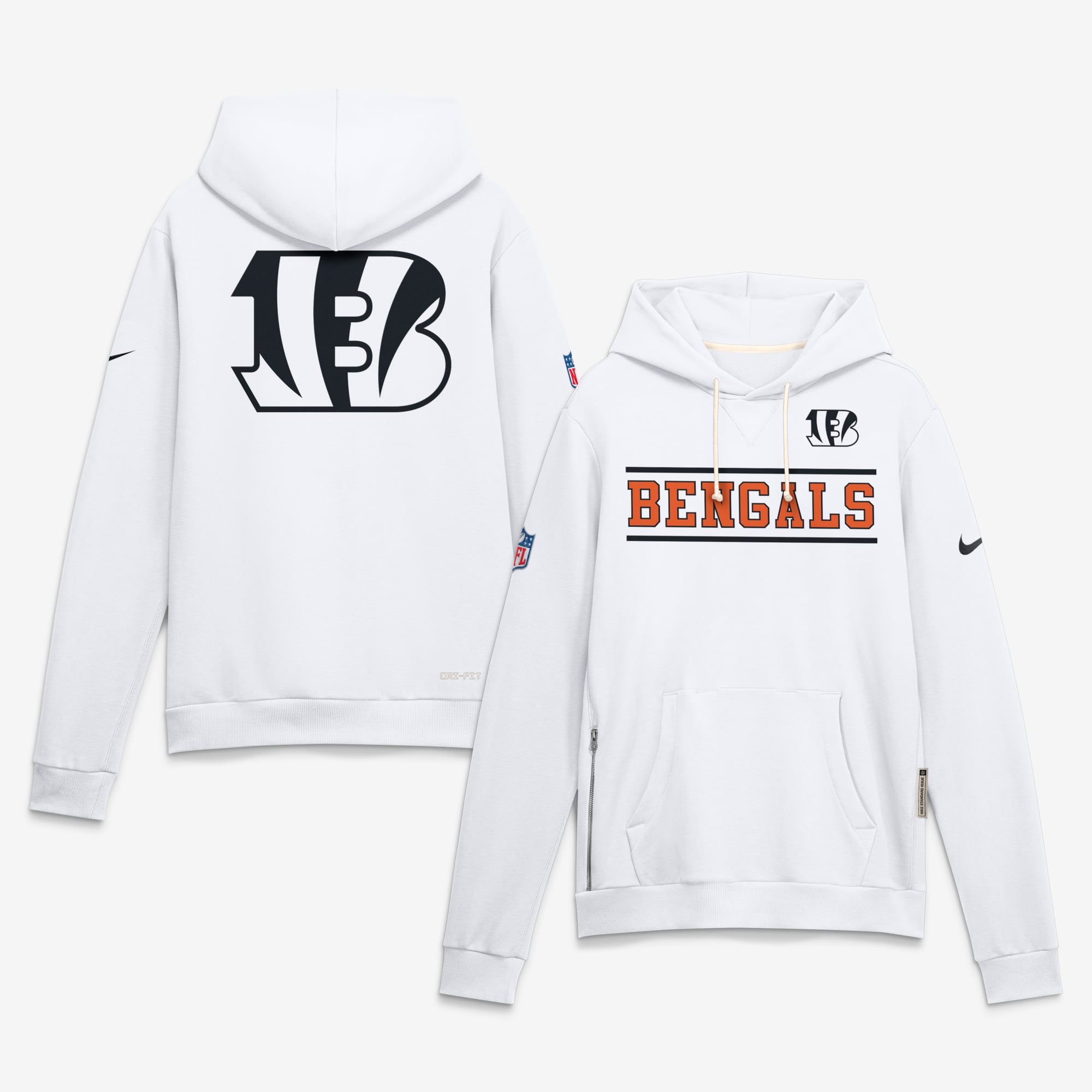 Men's Nike White Cincinnati Bengals Standard Issue Replay Officials Alternate Dri-FIT Hoodie