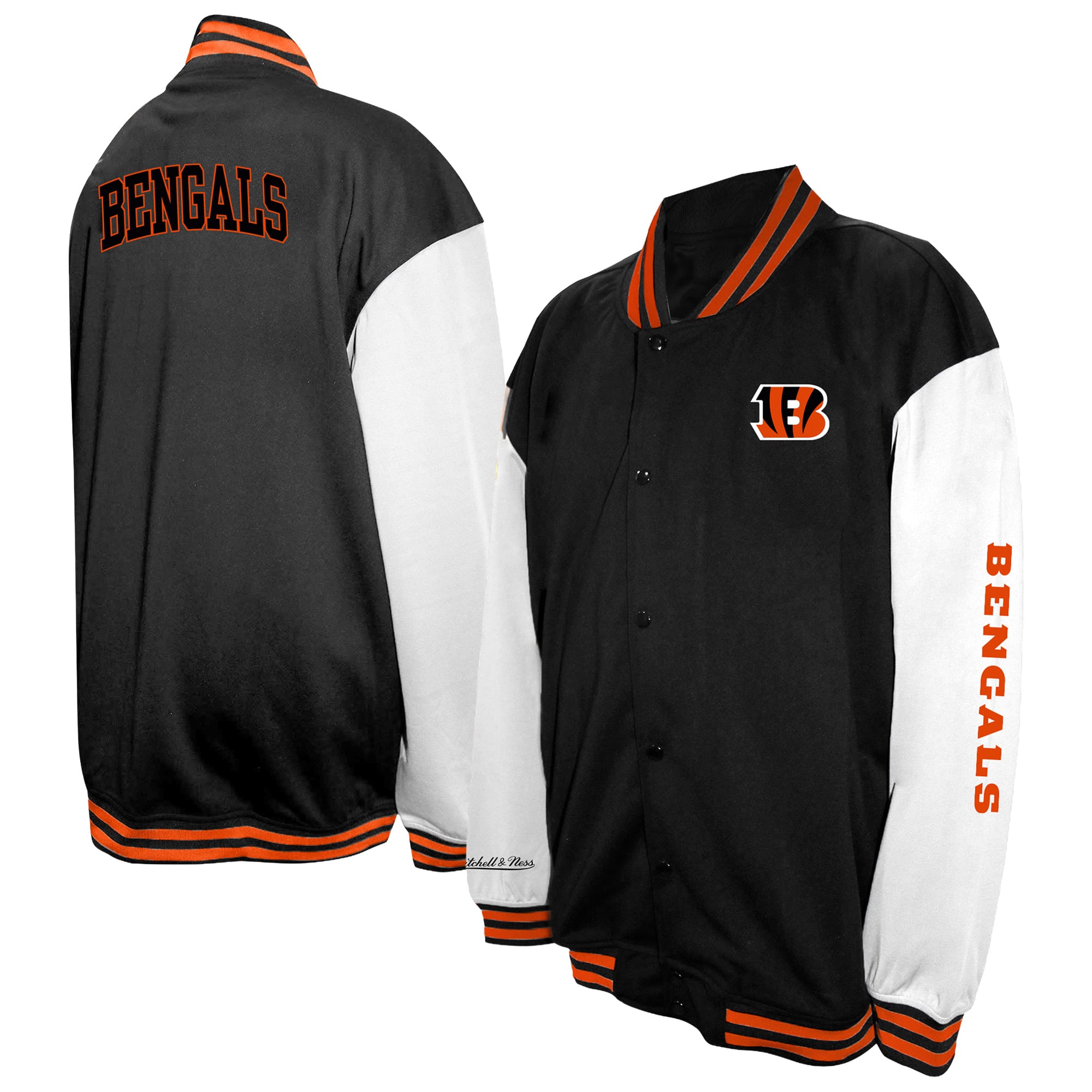 Men's Profile Black Cincinnati Bengals Big & Tall Full-Snap Varsity Jacket