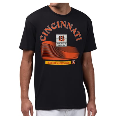  Cincinnati Bengals Starter 2026 NFL Madrid Game Stadium Graphic T-Shirt - Black