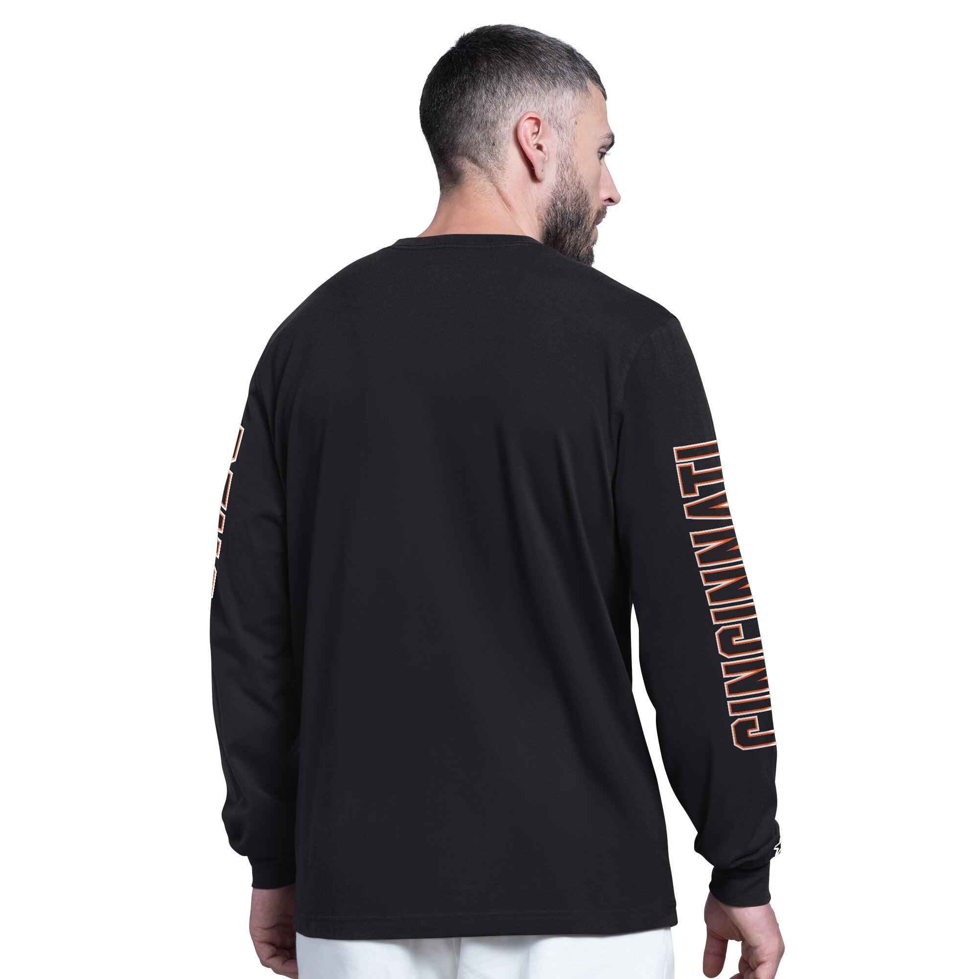Men's Starter Black Cincinnati Bengals Clutch Hit II Long-Sleeve T-Shirt
