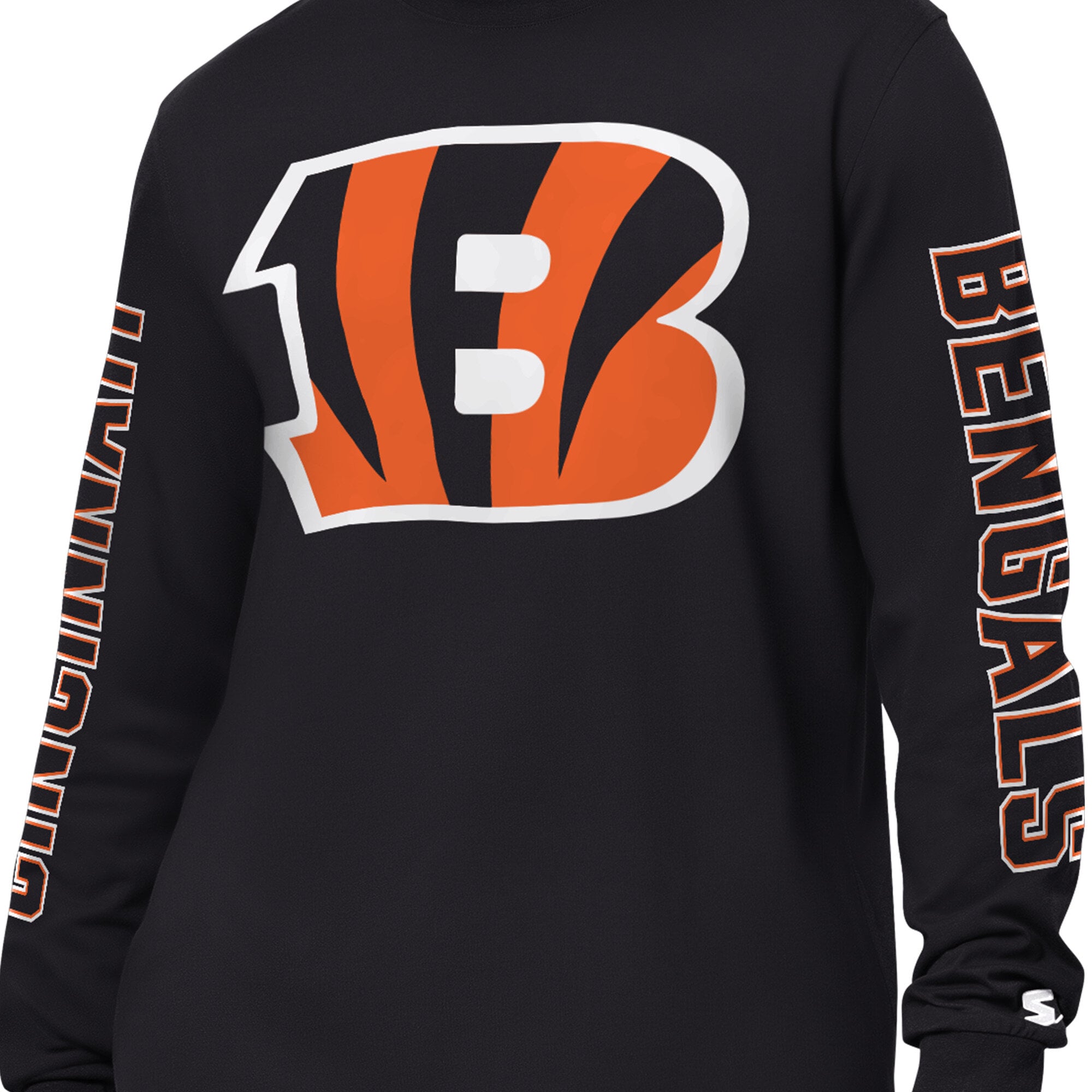Men's Starter Black Cincinnati Bengals Clutch Hit II Long-Sleeve T-Shirt