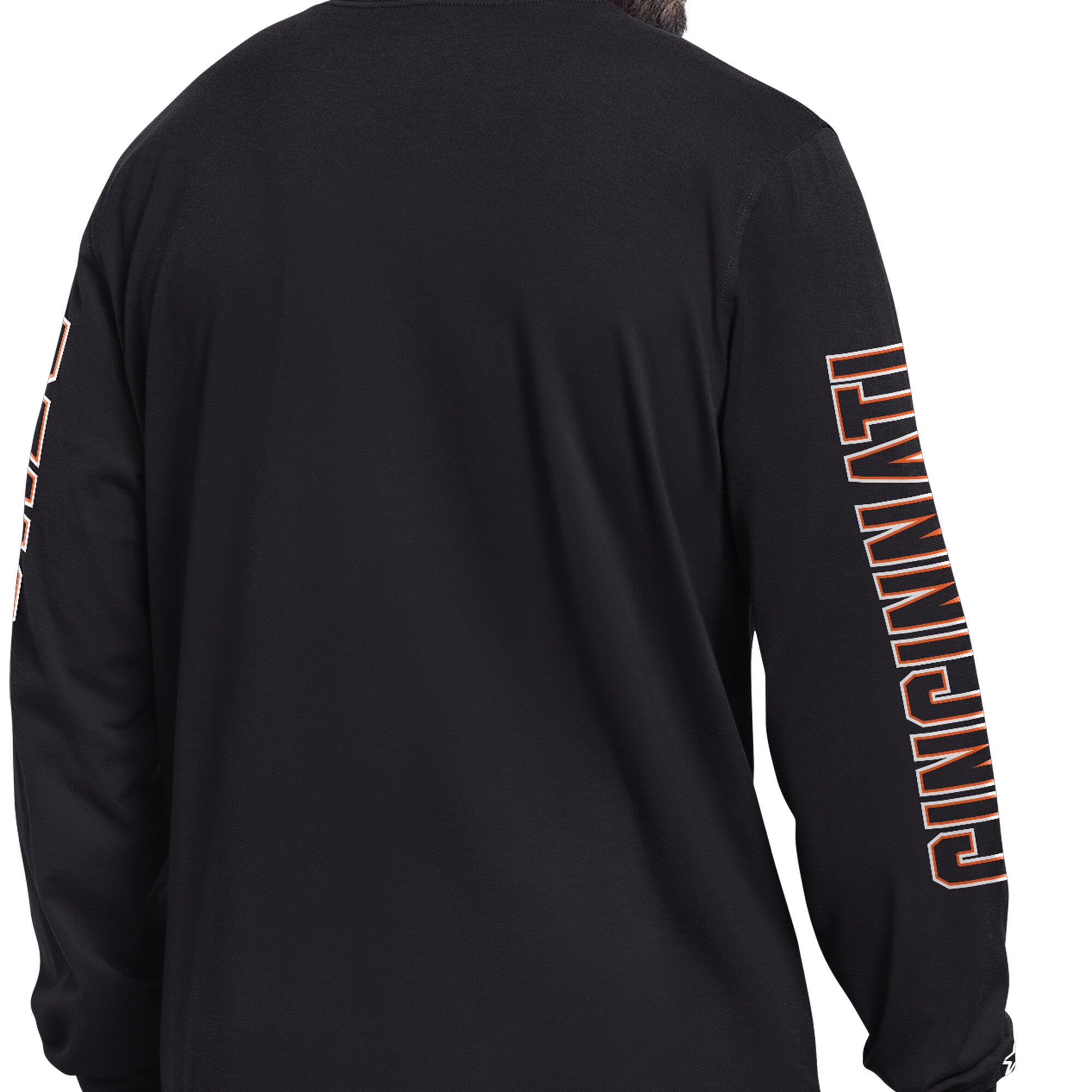 Men's Starter Black Cincinnati Bengals Clutch Hit II Long-Sleeve T-Shirt