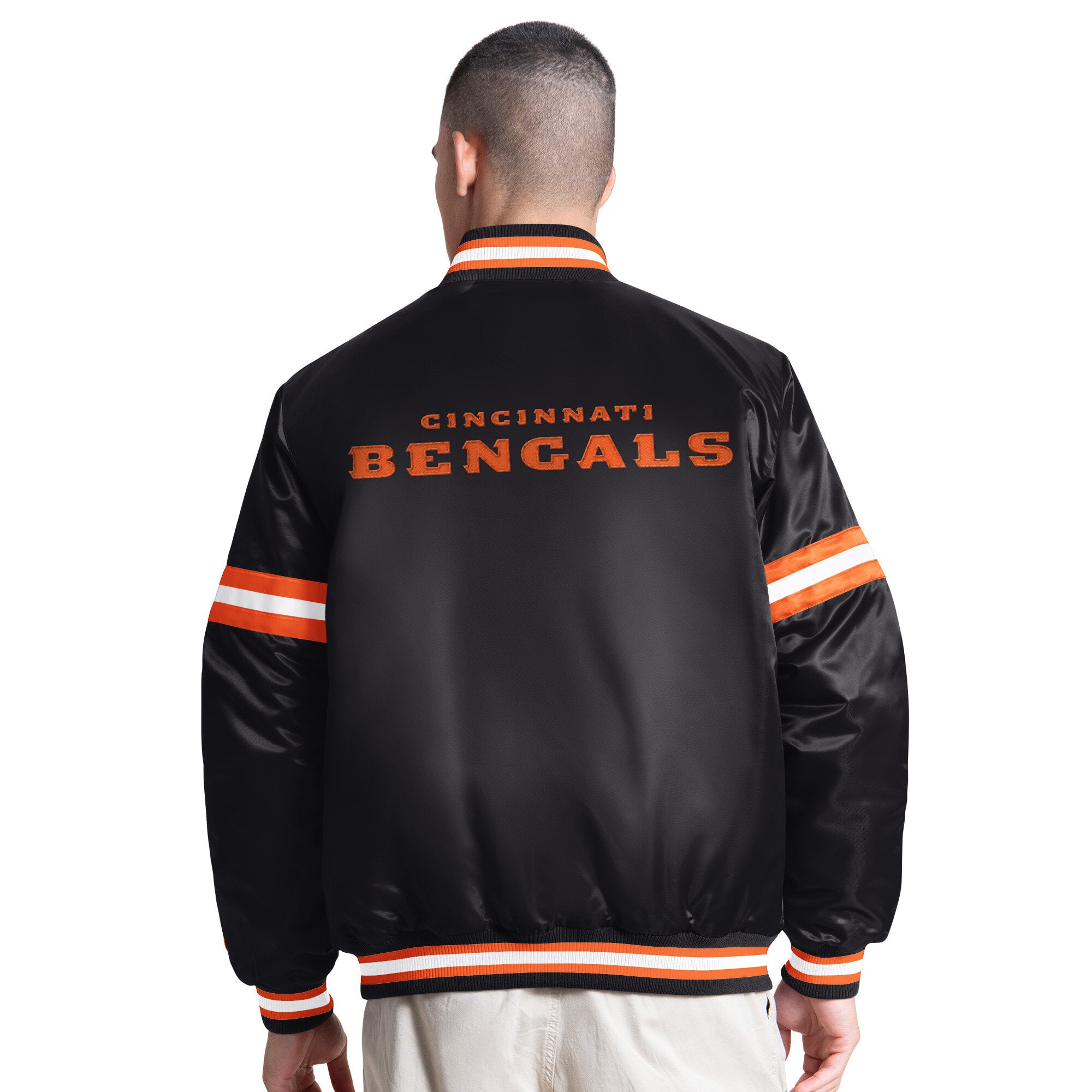Veste universitaire Starter noire pour homme, modèle Courtside des Bengals de Cincinnati, à boutons-pression.