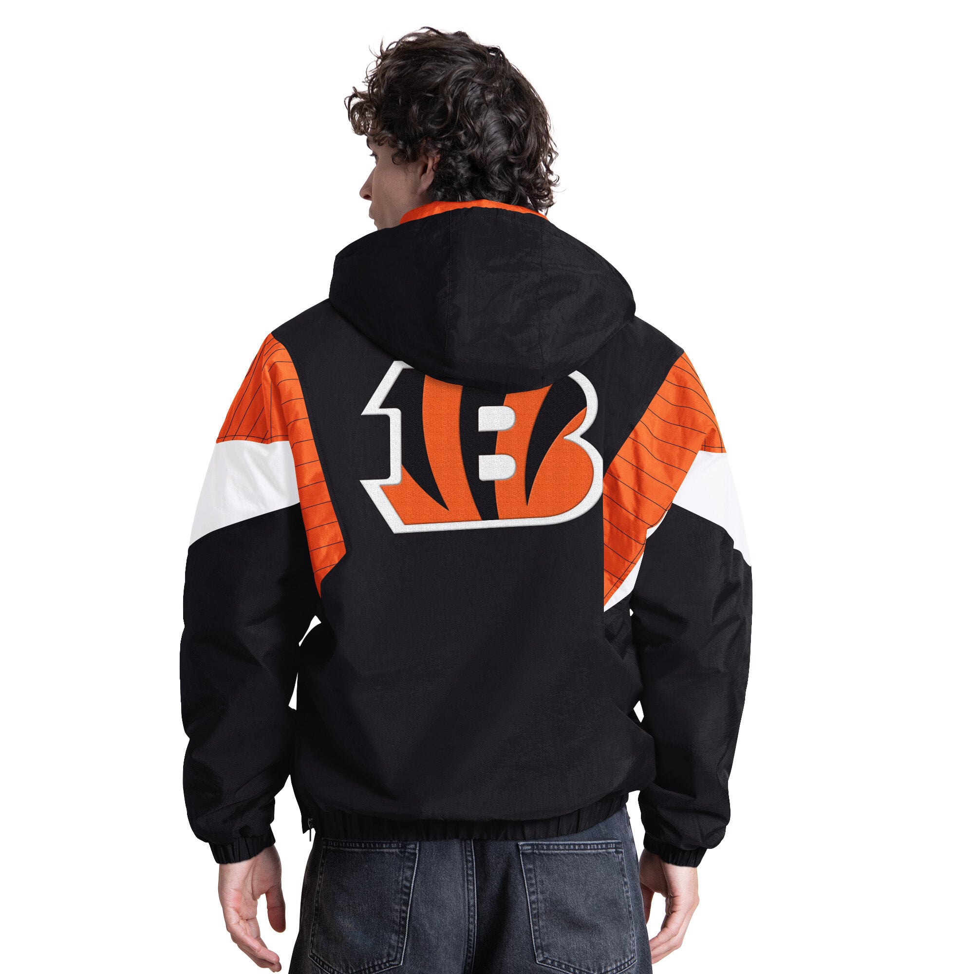 Veste à capuche demi-zip Starter noire pour homme, modèle Bengals de Cincinnati