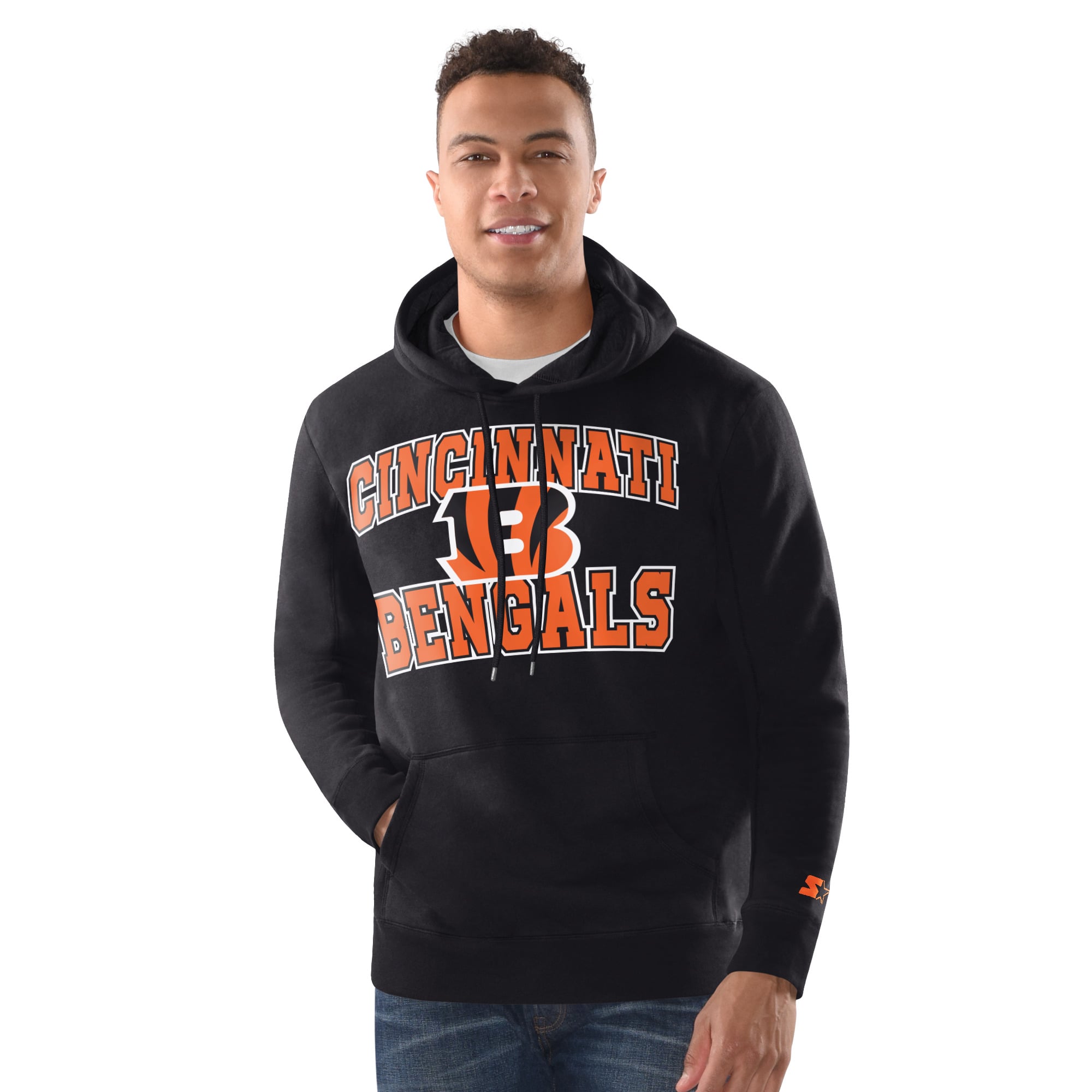 Men's Starter Black Cincinnati Bengals Hoodie and Cuffed Knit Hat Combo Pack