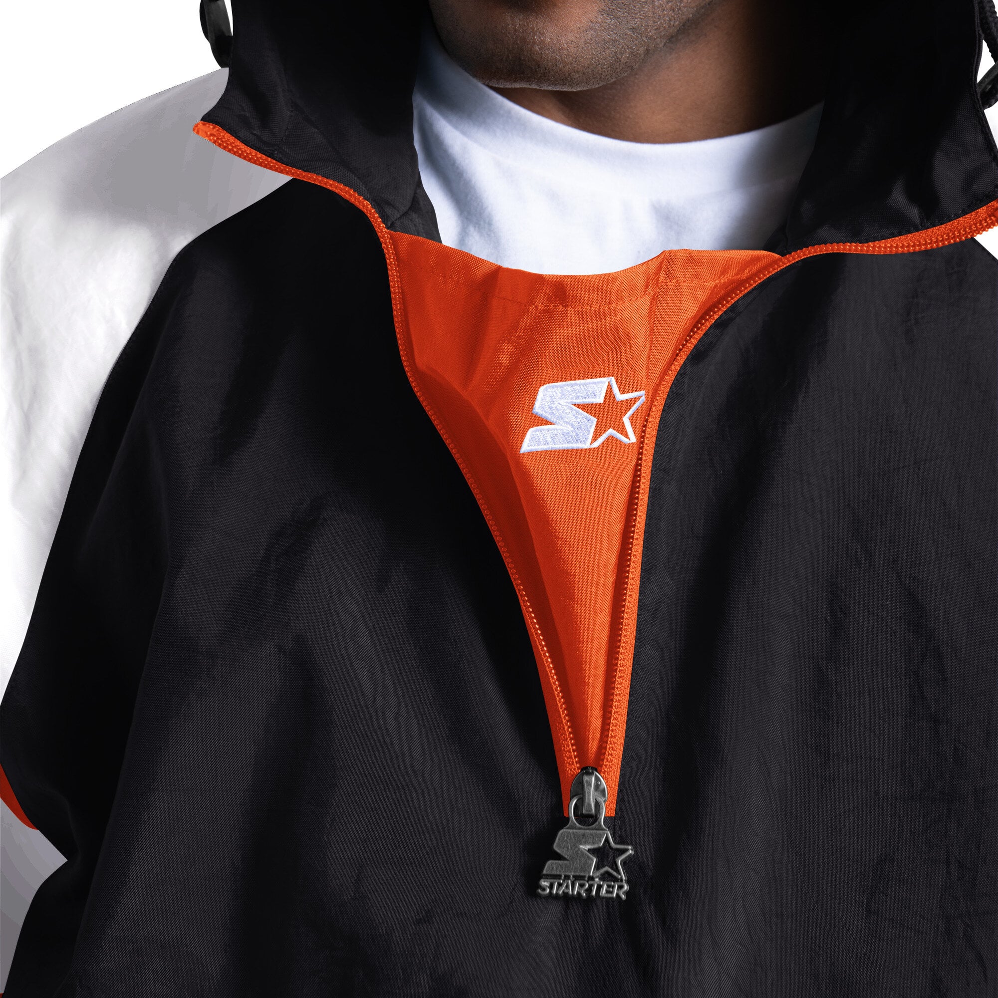 Veste Starter noire pour homme, modèle Street Cut Retro Logo, à demi-zip, style des Bengals de Cincinnati.