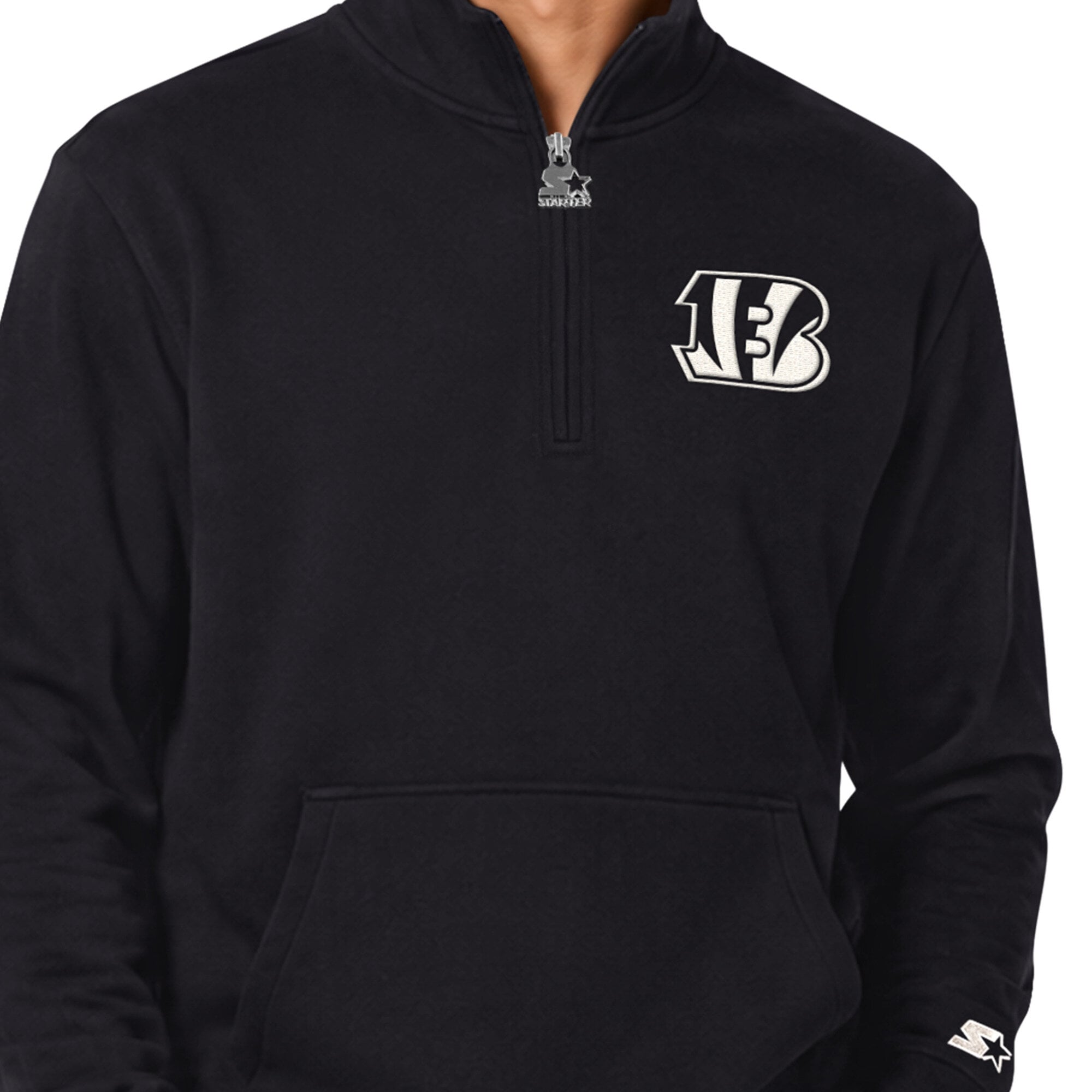 Men's Starter Black Cincinnati Bengals Thursday Night Gridiron Batwing Quarter-Zip Sweatshirt