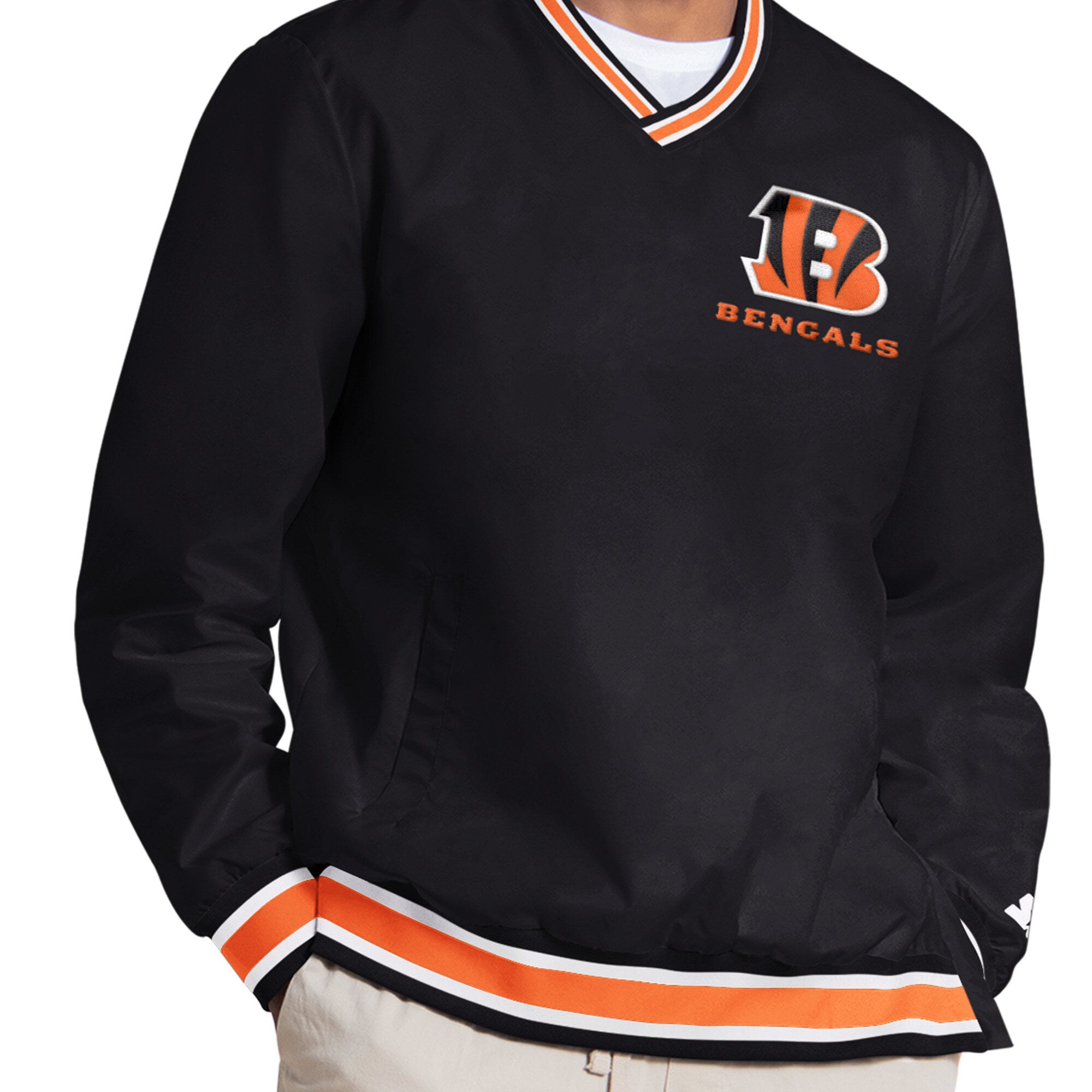 Men's Starter Joe Burrow Black Cincinnati Bengals Player Layer V-Neck Pullover