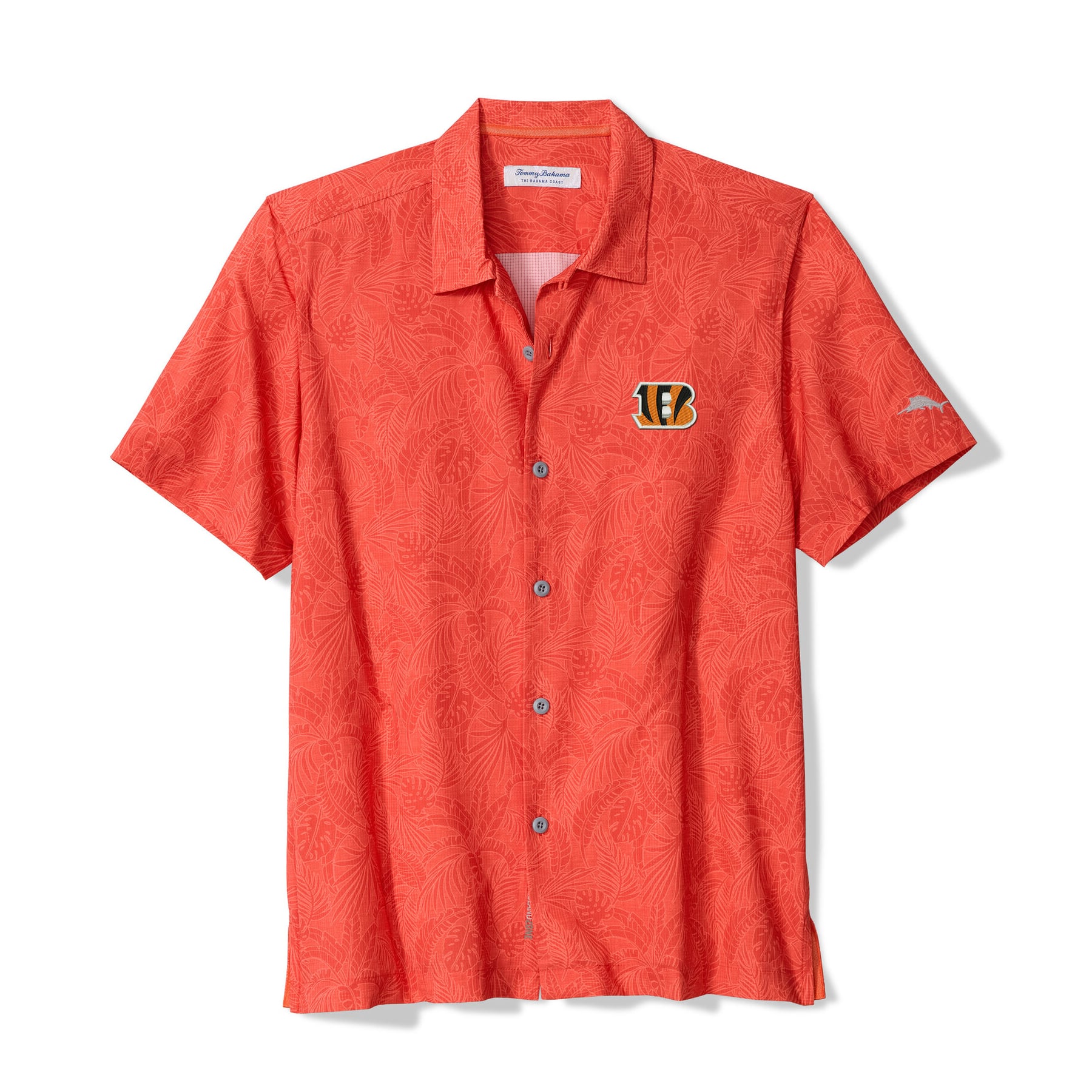 Men's Tommy Bahama Orange Cincinnati Bengals Saltwater Fronds Short Sleeve Button-Up Shirt