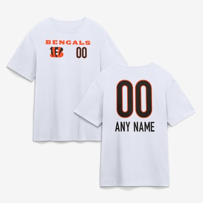 Cincinnati Bengals  Touchdown Wordmark Personalized Name & Number T-Shirt - White