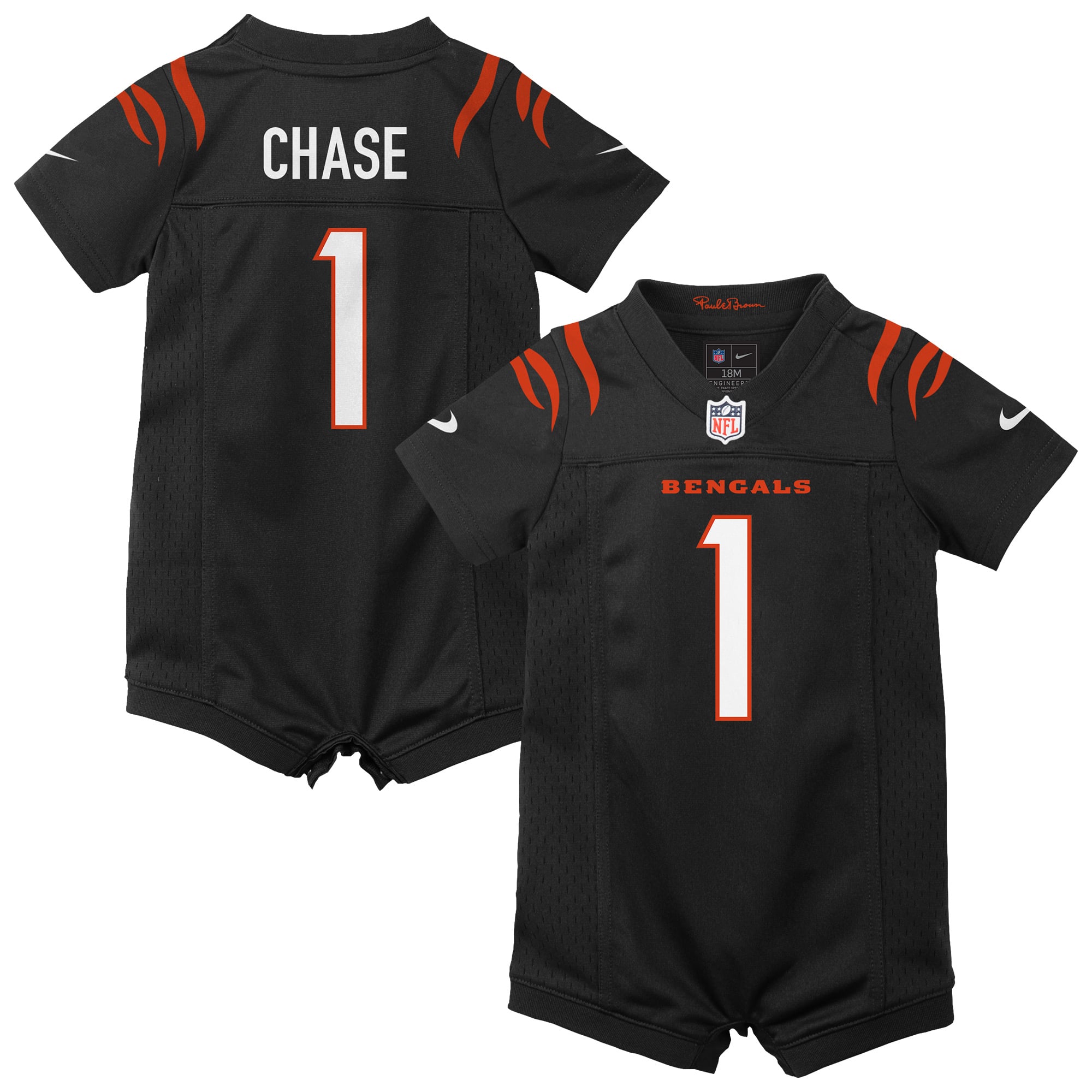 Combinaison Nike Ja'Marr Chase noire pour nouveau-né, maillot de match des Bengals Cincinnati