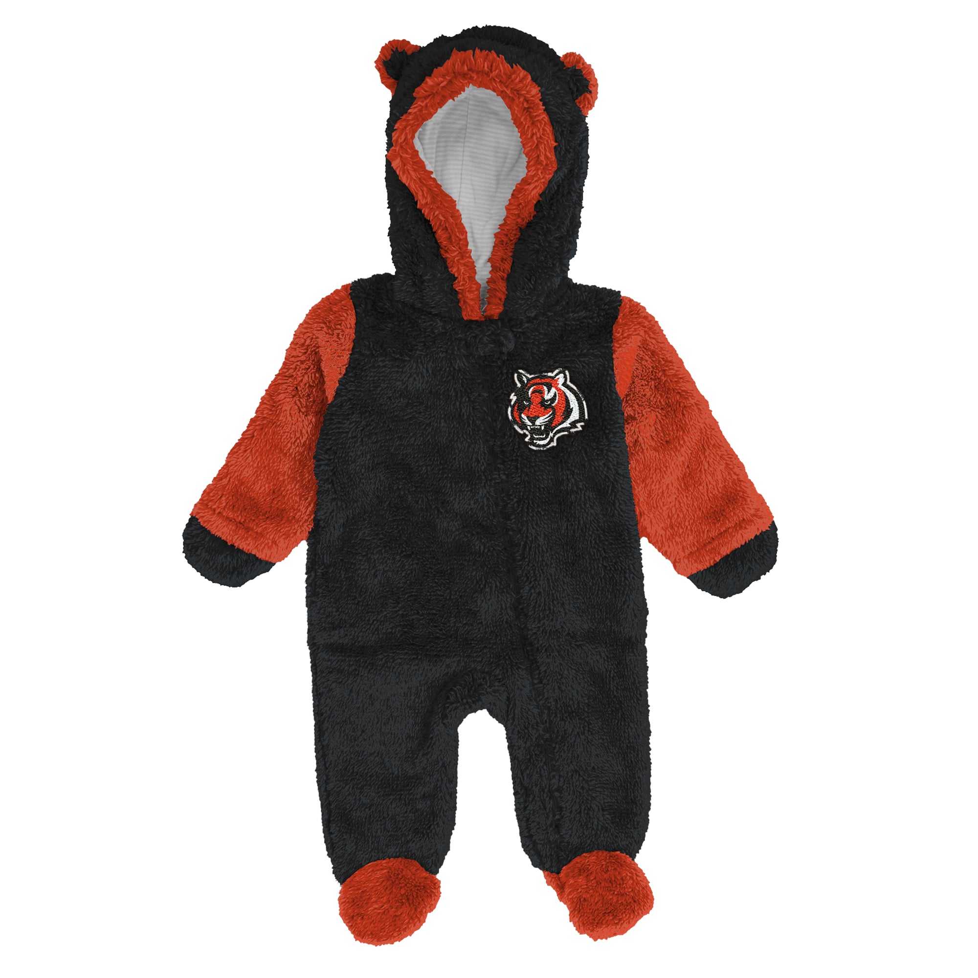 Newborn Outerstuff Black Cincinnati Bengals Teddy Fleece Bunting Full-Zip Sleeper