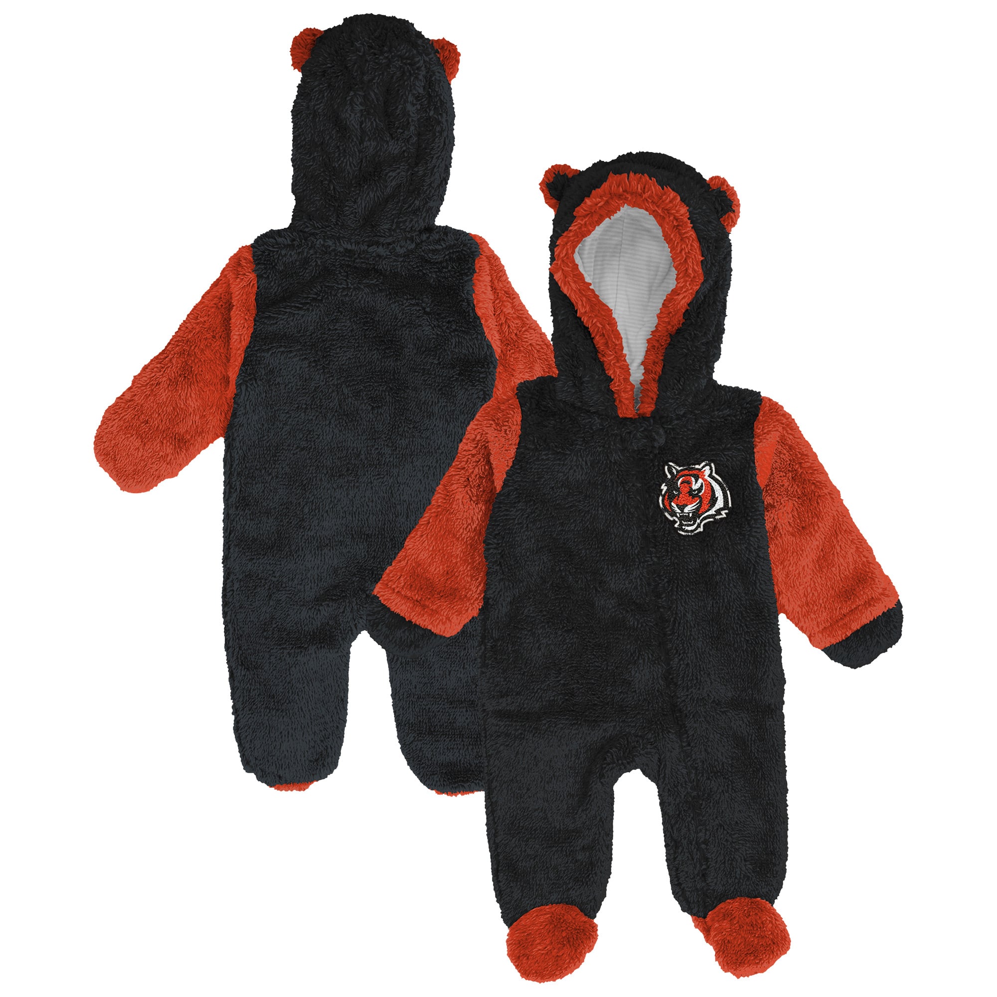 Combinaison pyjama en polaire à fermeture éclair intégrale pour nouveau-né Outerstuff Black Cincinnati Bengals Teddy