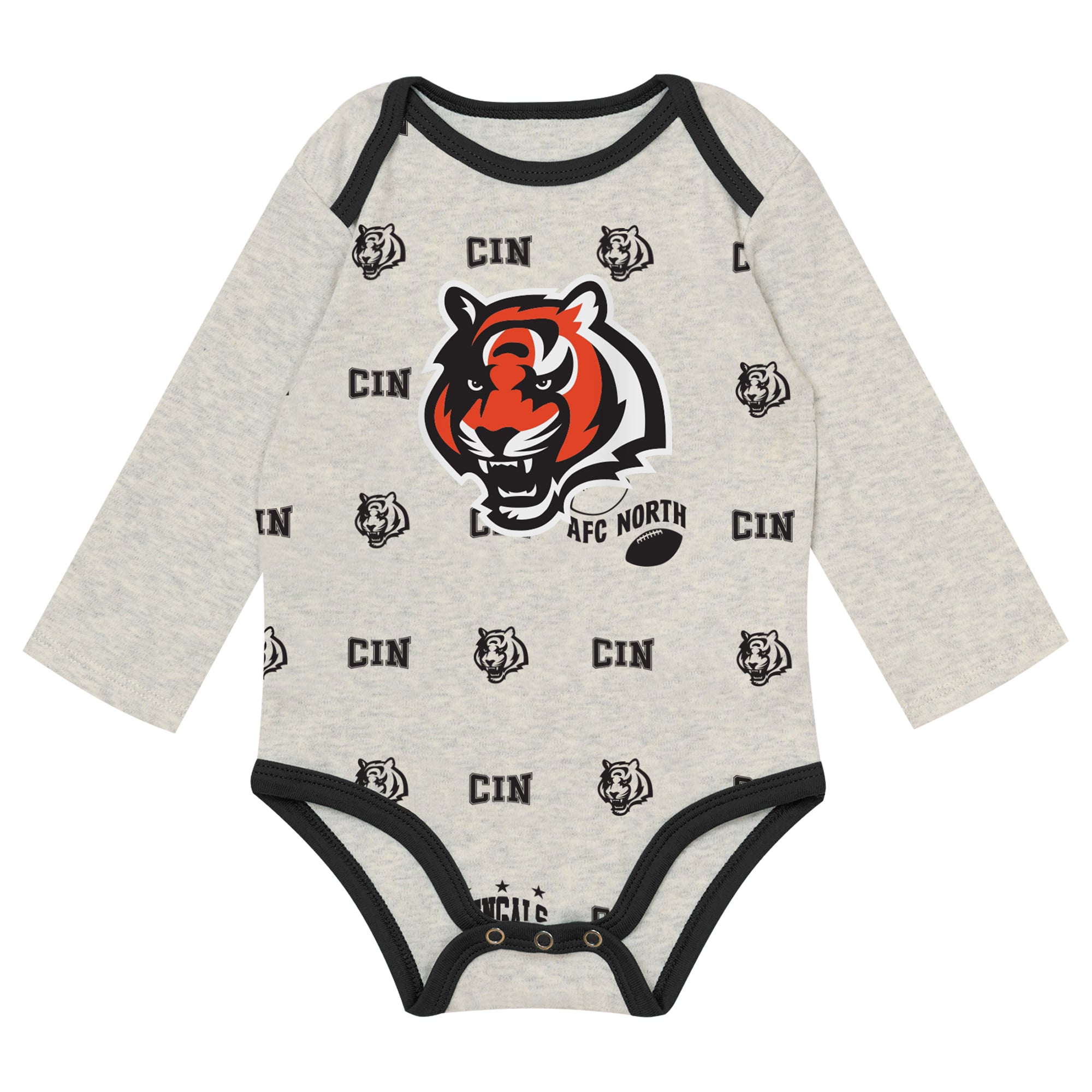 Ensemble pantalon et bonnet 3 pièces Outerstuff Heather Gray Cincinnati Bengals Huddles & Giggles pour nouveau-né