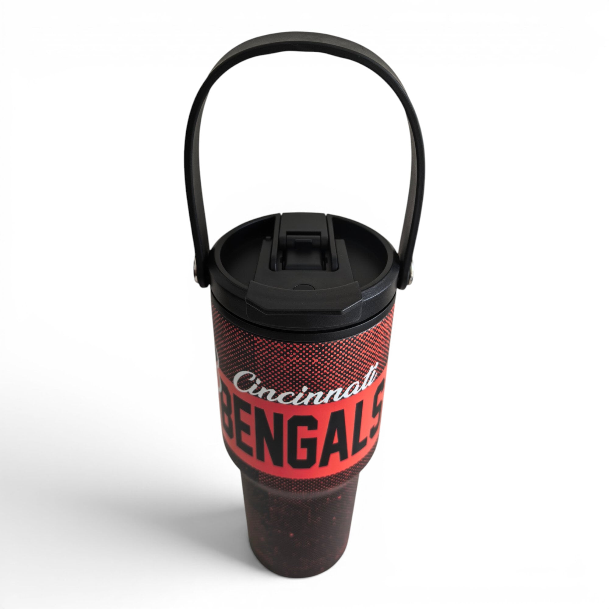 Gourde Pegasus Cincinnati Bengals 710 ml (24 oz) en acier inoxydable à double bouchon et motif moucheté dégradé