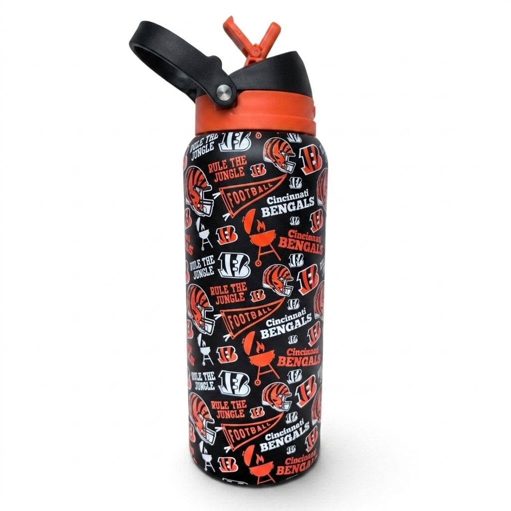 Gourde Pegasus Cincinnati Bengals 32 oz, fanion de match, en acier inoxydable ProPress