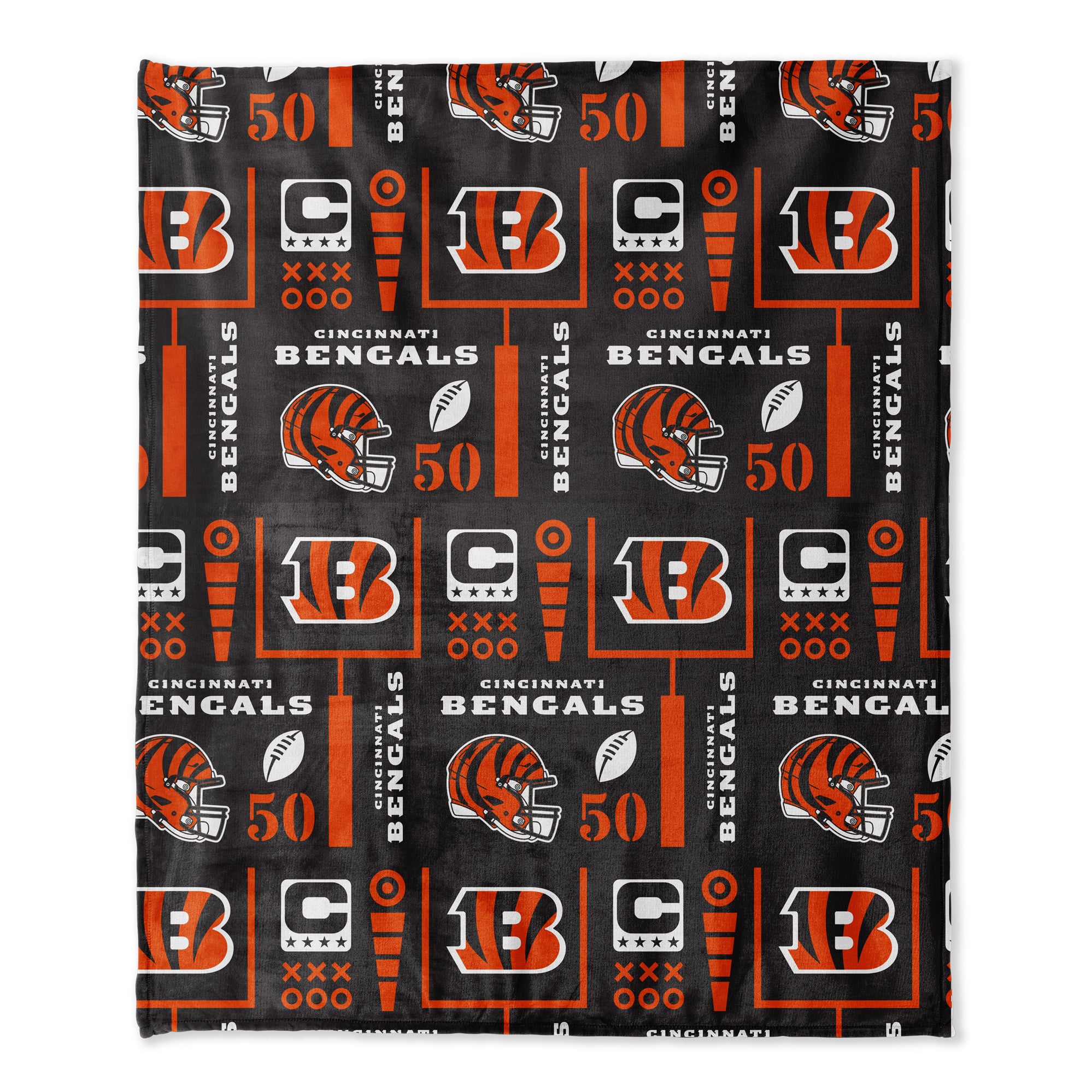 Pegasus Cincinnati Bengals 50" x 60" Blackout Team Spirit Ultra Soft Throw & Plush Football Combo Pack