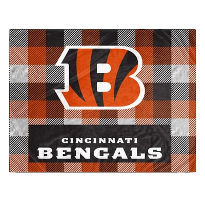 Cincinnati Bengals Pegasus Fan-mily Bold Plaid Oversized 60" x 90" Ultra Cozy Blanket