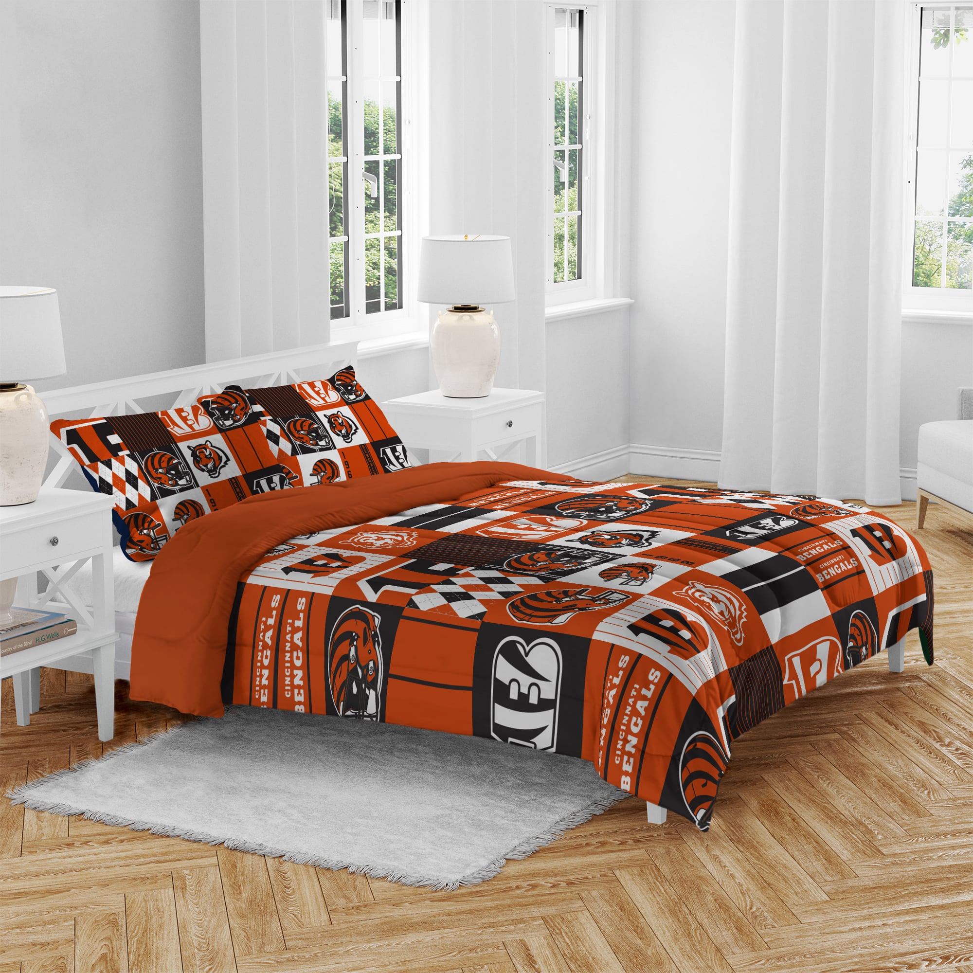 Ensemble de literie trois pièces à carreaux patchwork Pegasus Cincinnati Bengals (grand lit/queen)