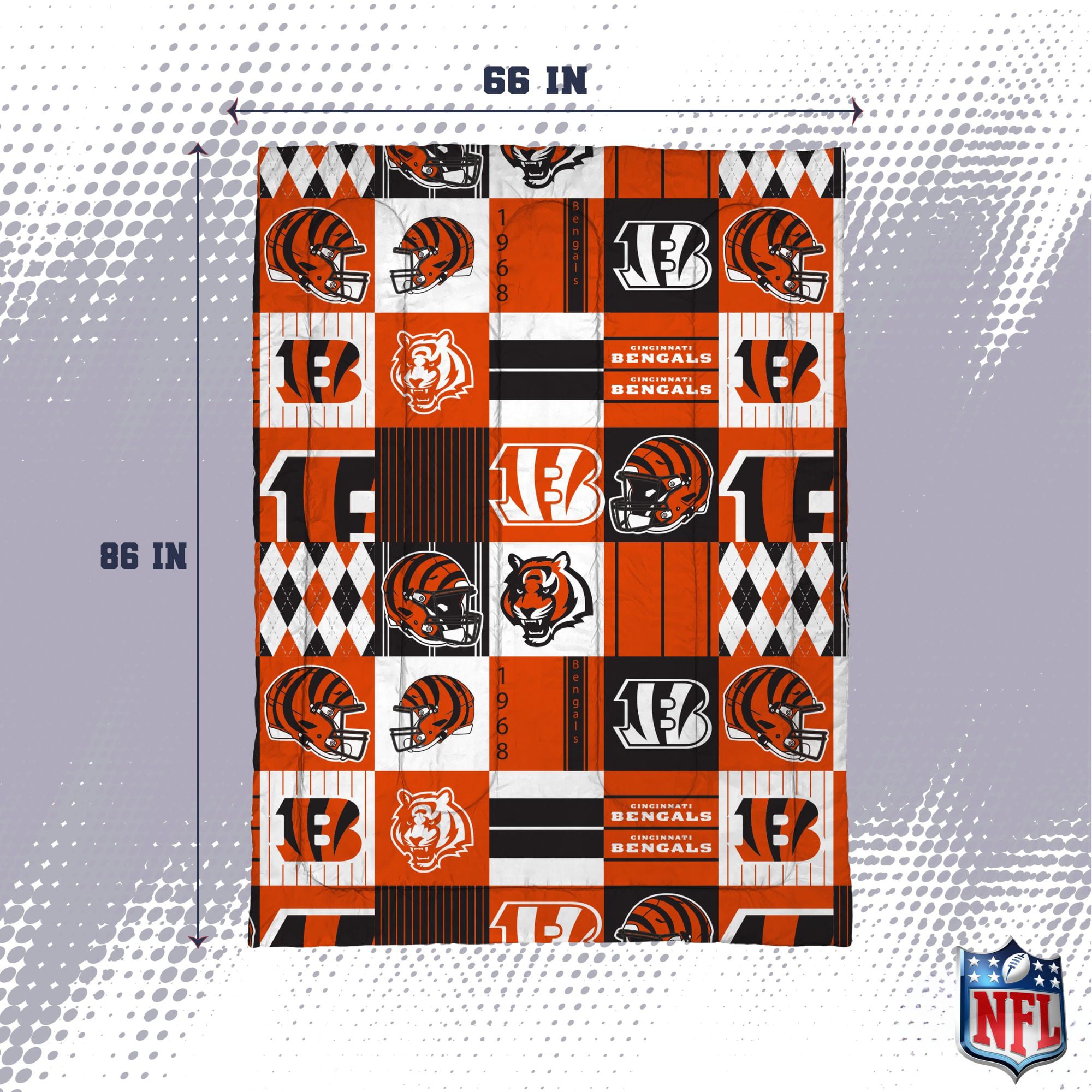 Pegasus Cincinnati Bengals Patchwork Plaid Two-Piece Twin/Twin XL Bed in a Bag Set