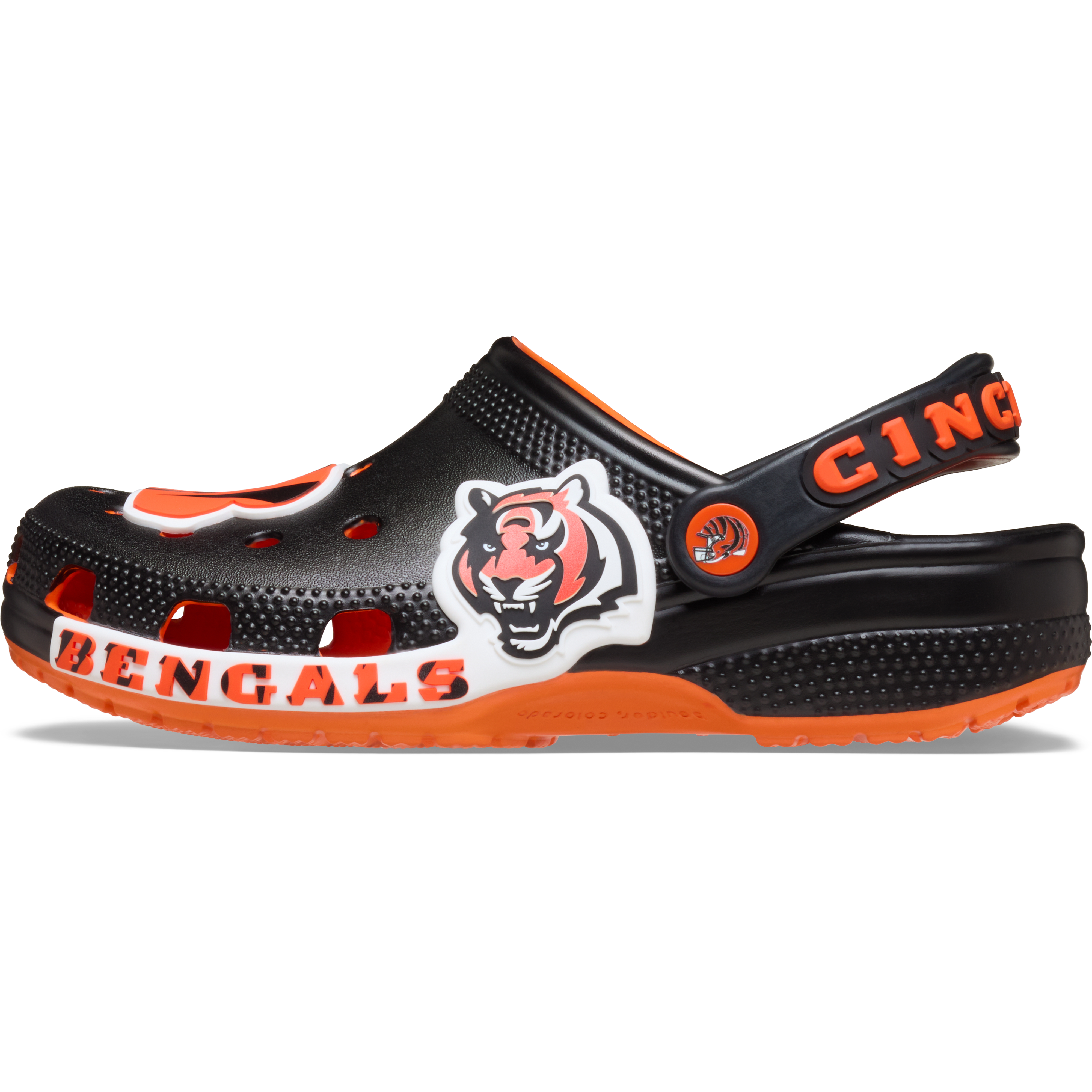 Sabots classiques Crocs noirs pour tout-petits, aux couleurs des Bengals de Cincinnati