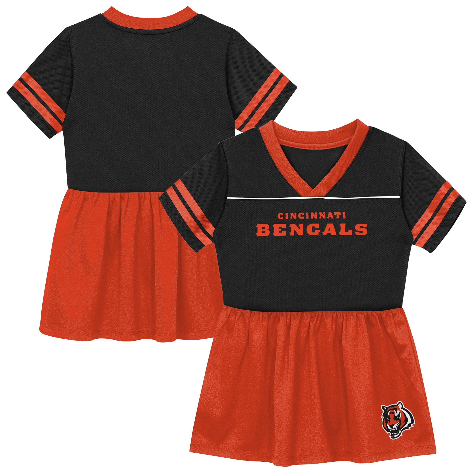 Toddler Outerstuff  Black Cincinnati Bengals Stadium Lights V-Neck Fashion Football Jersey Dress