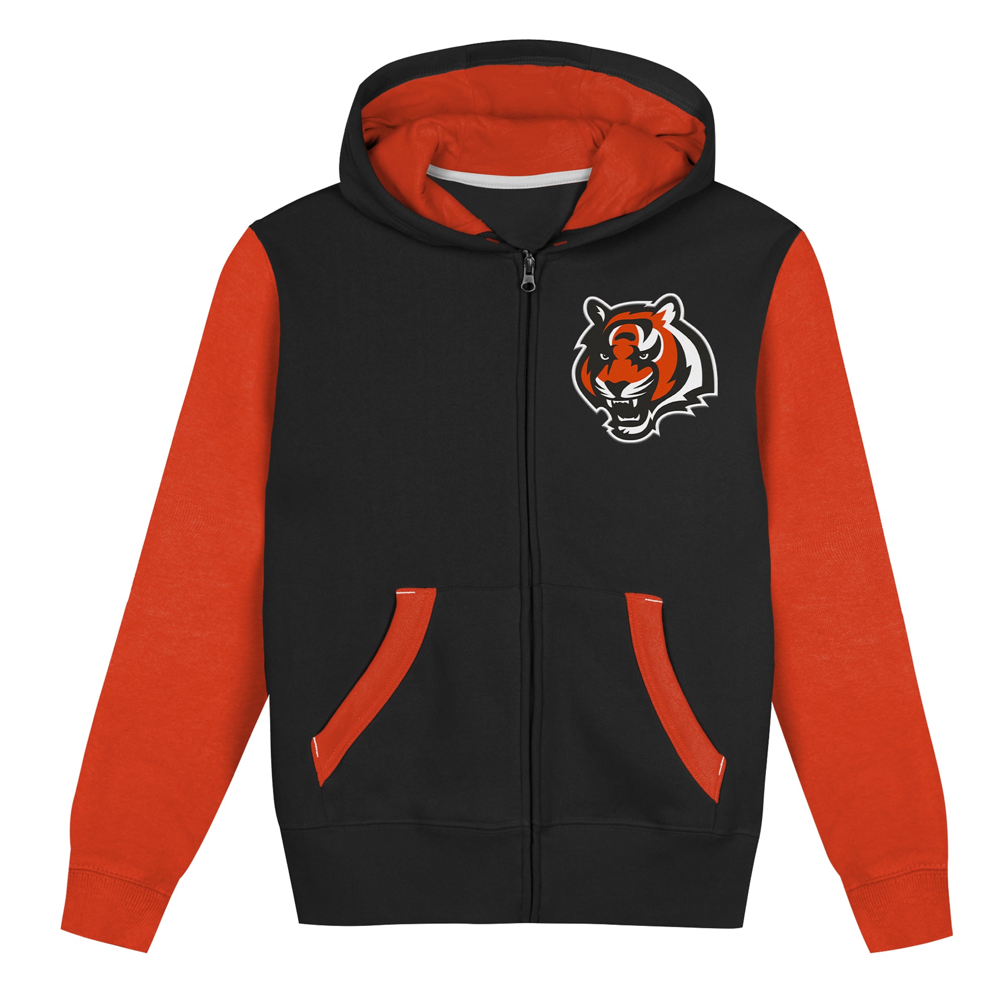 Sweat à capuche zippé Outerstuff noir et orange blocs de couleurs du stade des Bengals Cincinnati pour tout-petits