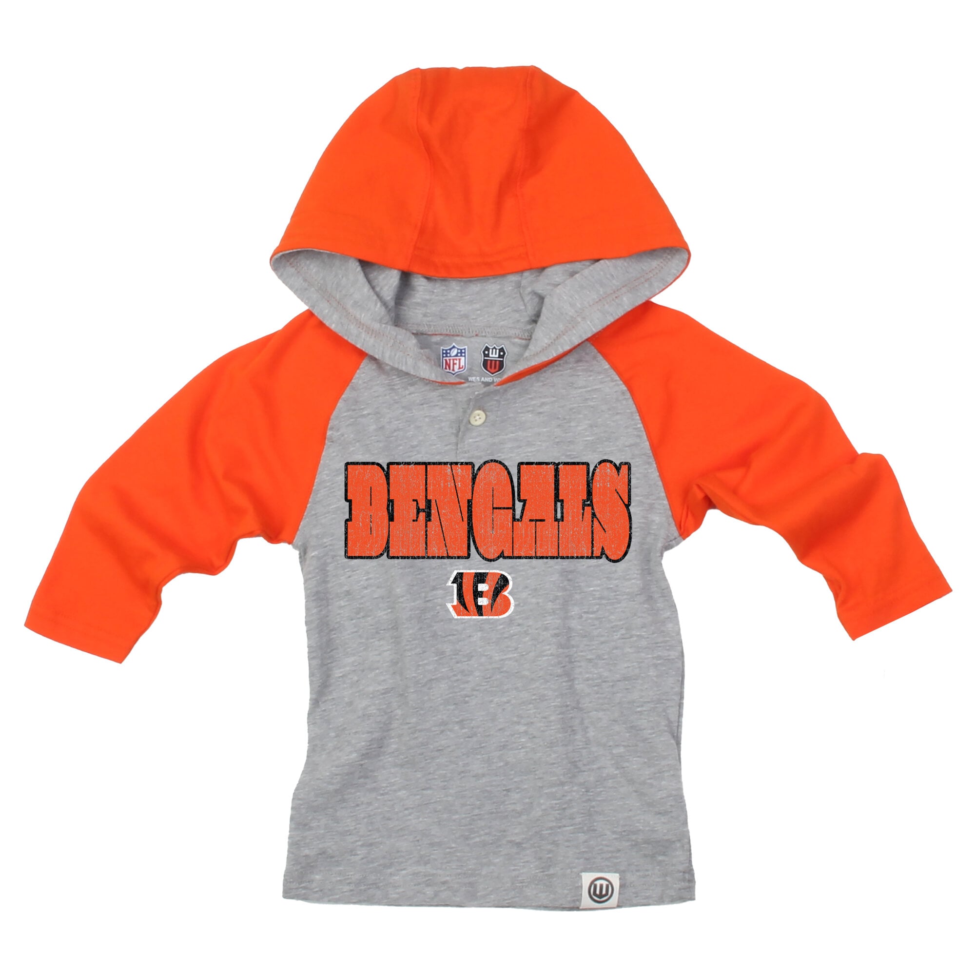 Toddler Wes & Willy Heather Gray/Orange Cincinnati Bengals Henley Hoodie Sweatpants Set