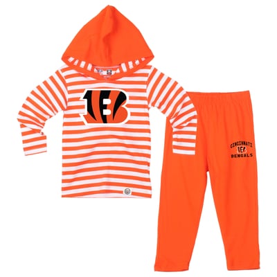  Cincinnati Bengals Wes & Willy Toddler Stripe Hooded Long Sleeve Top and Pant Set - Orange
