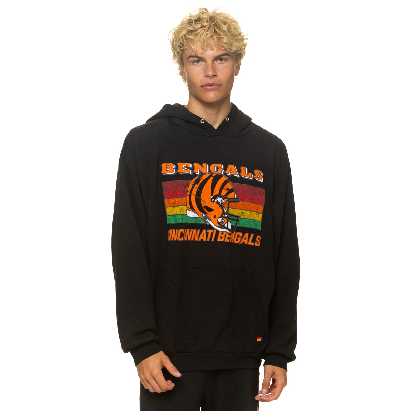 Sweat à capuche unisexe Aviator Nation noir Cincinnati Bengals, coupe décontractée, en mélange de trois matières.