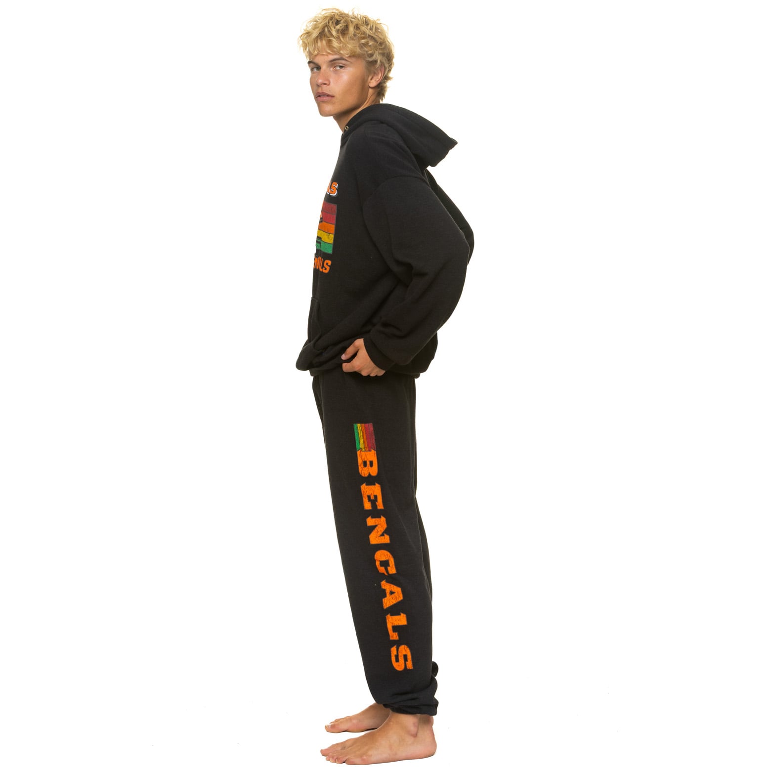 Pantalon de survêtement unisexe Aviator Nation noir Cincinnati Bengals en mélange trois matières