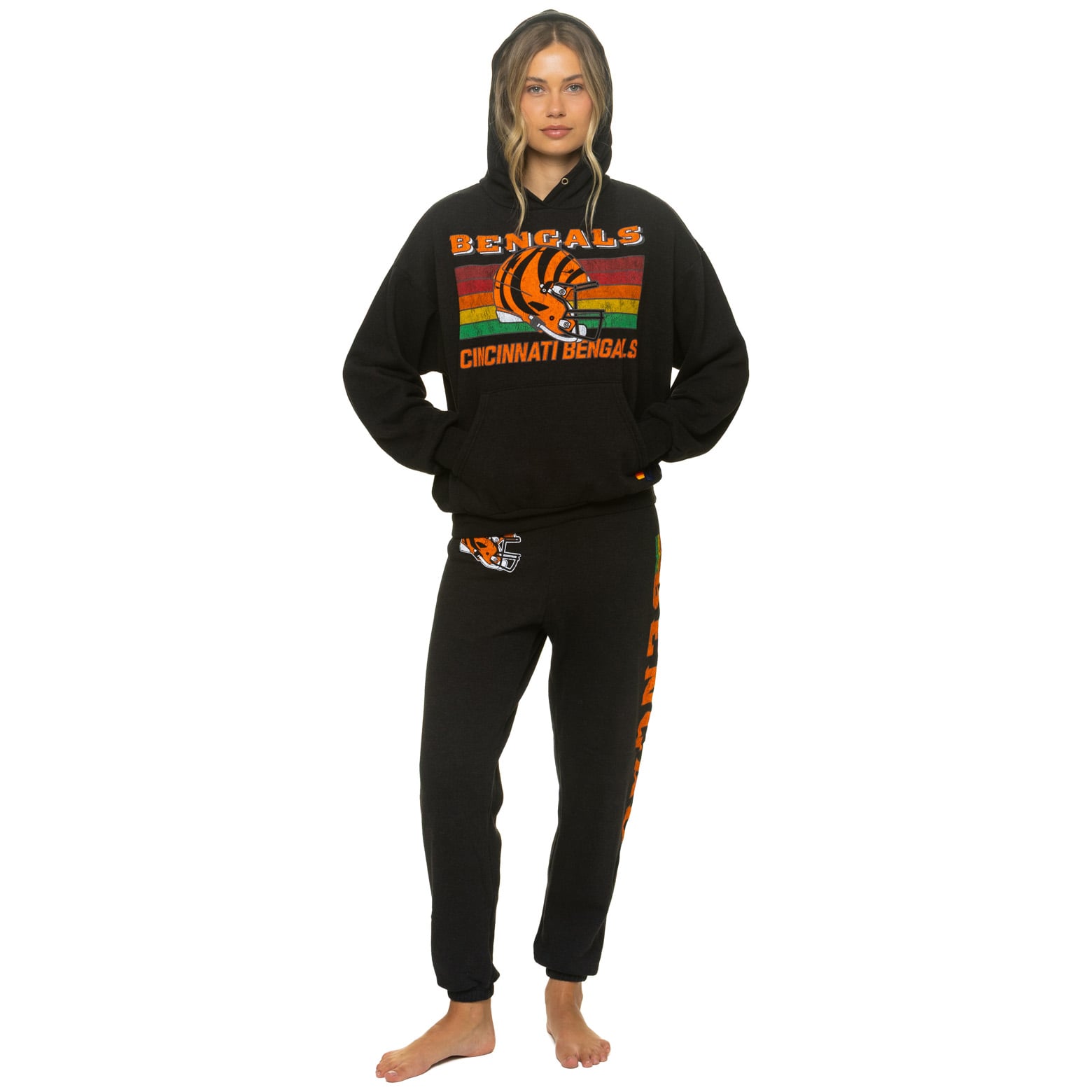 Pantalon de survêtement unisexe Aviator Nation noir Cincinnati Bengals en mélange trois matières