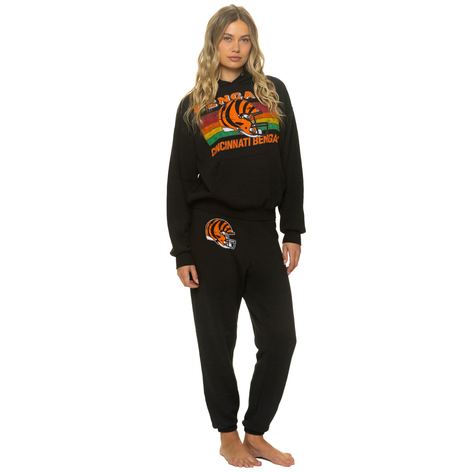 Pantalon de survêtement unisexe Aviator Nation noir Cincinnati Bengals en mélange trois matières